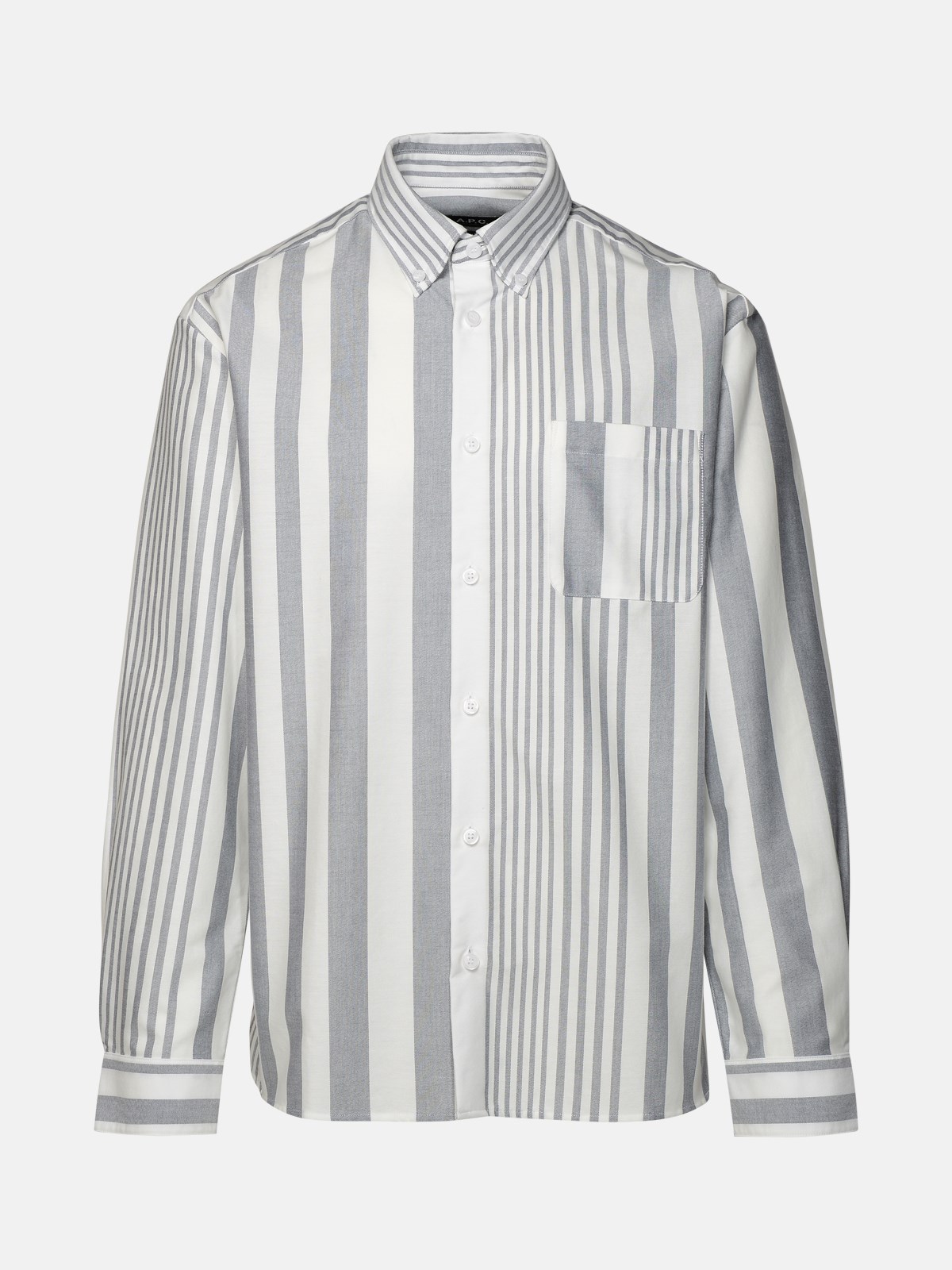 Shop Apc 'mateo' Grey Cotton Shirt
