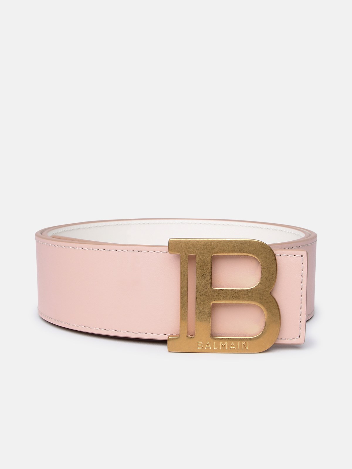 Balmain Pink Leather Belt In Nude
