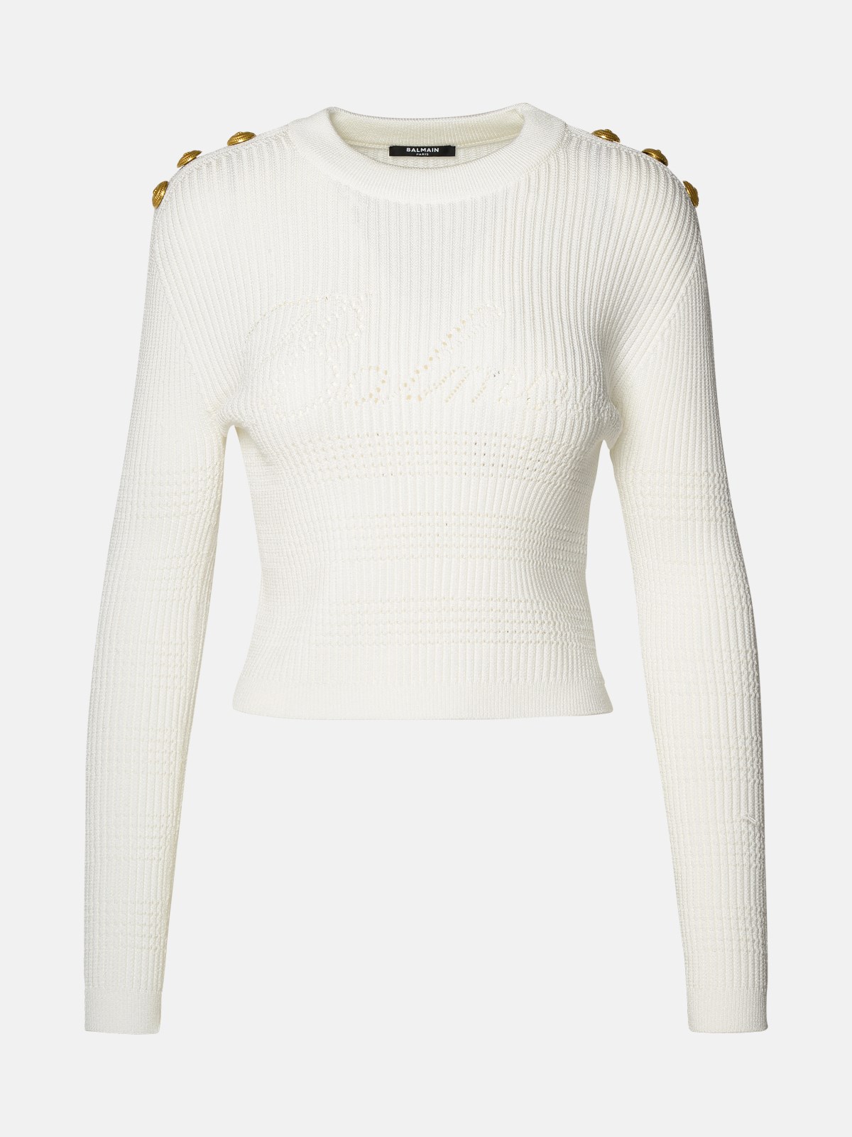 Balmain White Viscose Blend Sweater