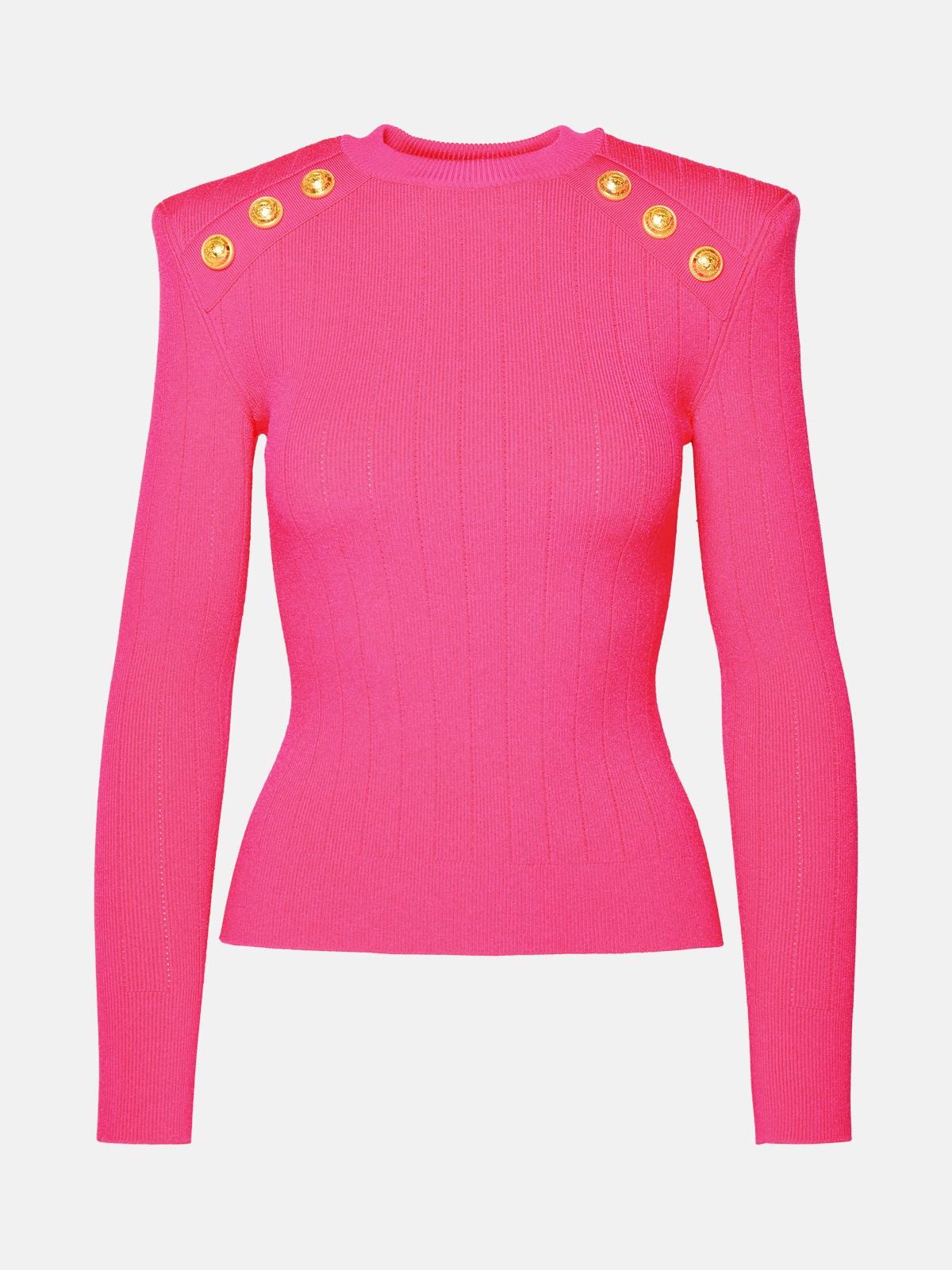 Shop Balmain Fuchsia Viscose Blend Sweater