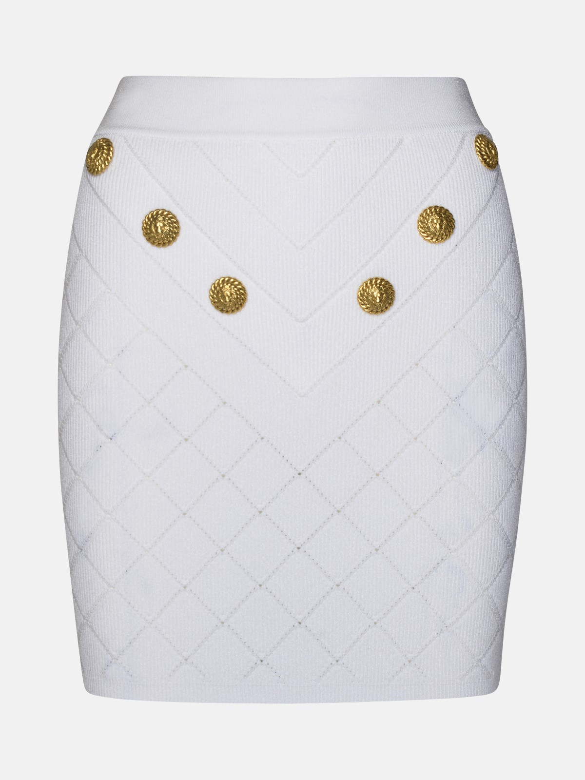 Balmain Mini Skirt In White Viscose Blend