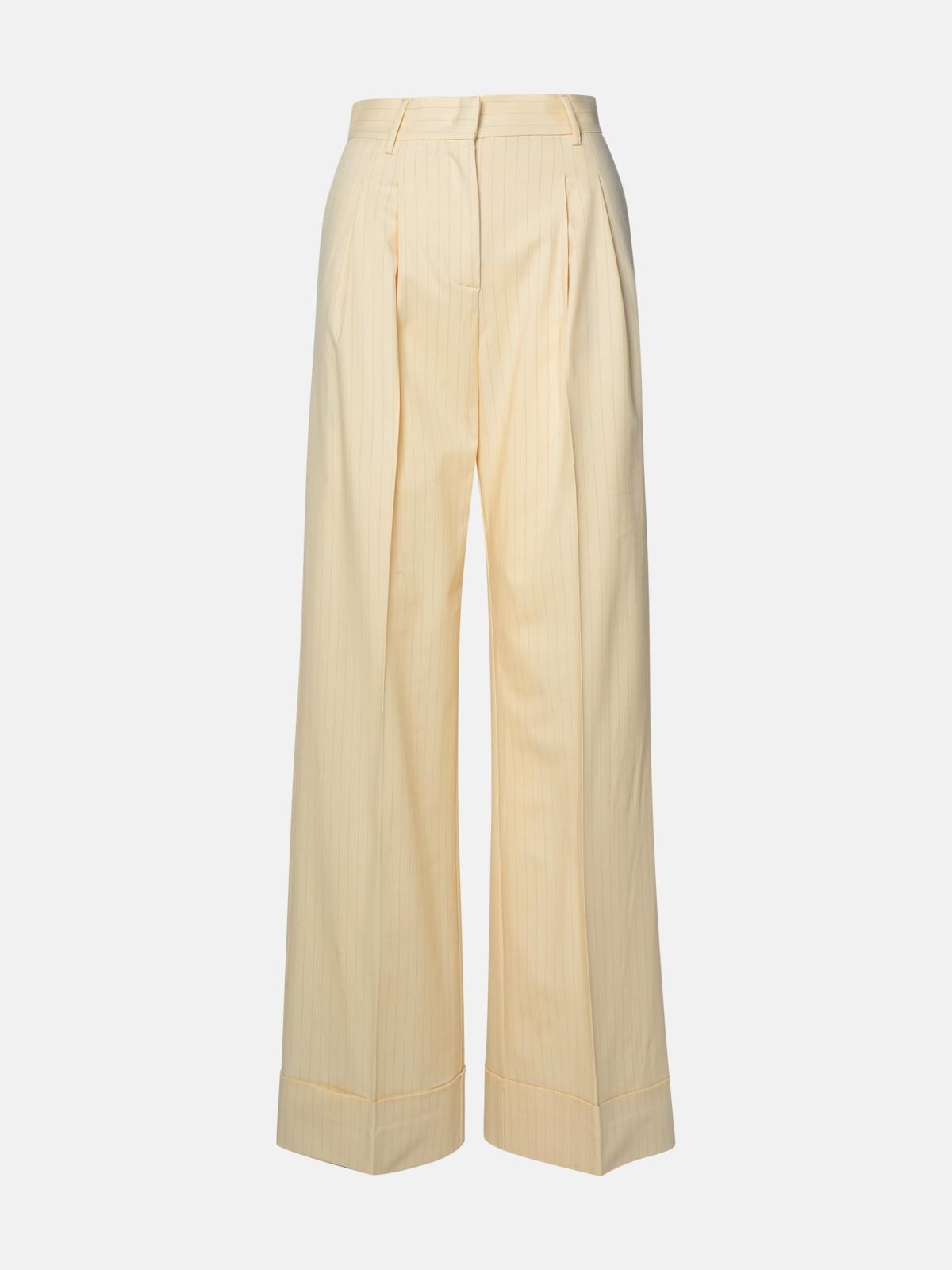 THE ANDAMANE 'Nathalie' Ivory Wool Blend Trousers