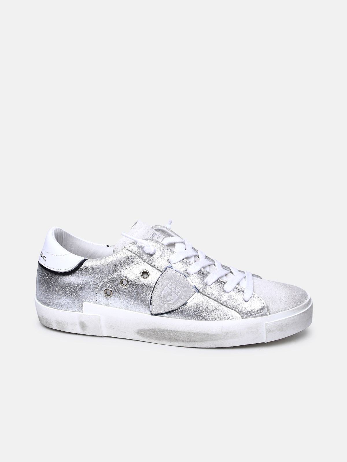 Philippe Model Silver Leather Sneakers