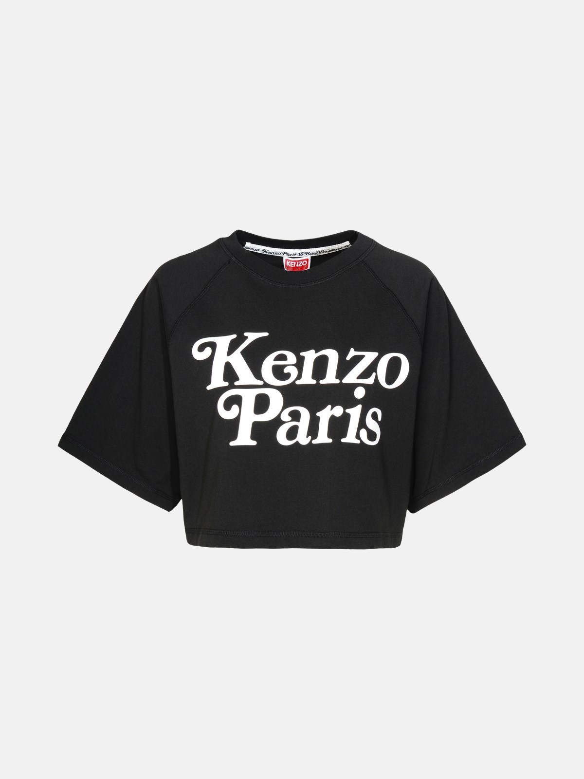 Kenzo T-shirt Crop Logo Scritta In Black