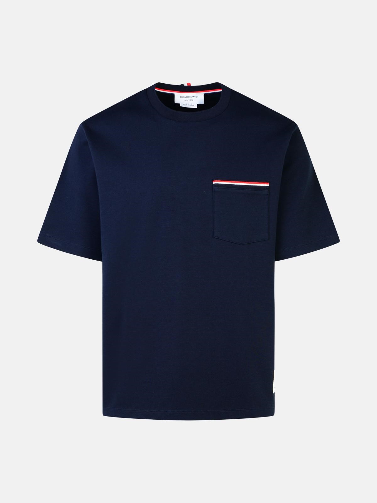 Shop Thom Browne 'milano Over' Navy Cotton T-shirt