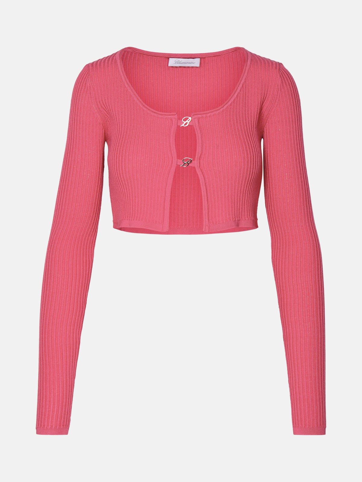 Shop Blumarine Fuchsia Viscose Blend Crop Sweater
