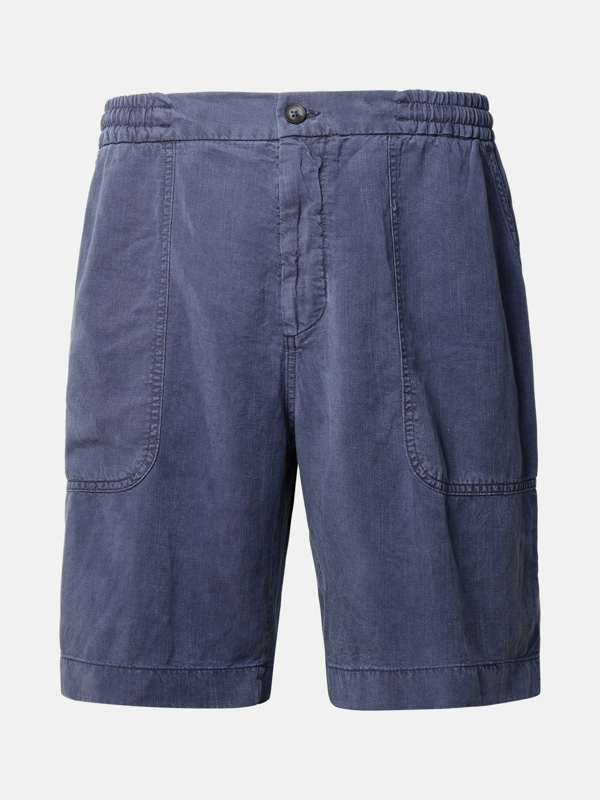 Shop Altea Blue Linen Blend Bermuda Shorts