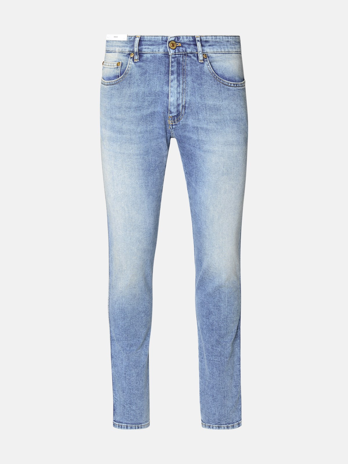 Shop Pt Torino Denim 'rock' Blue Cotton Blend Jeans