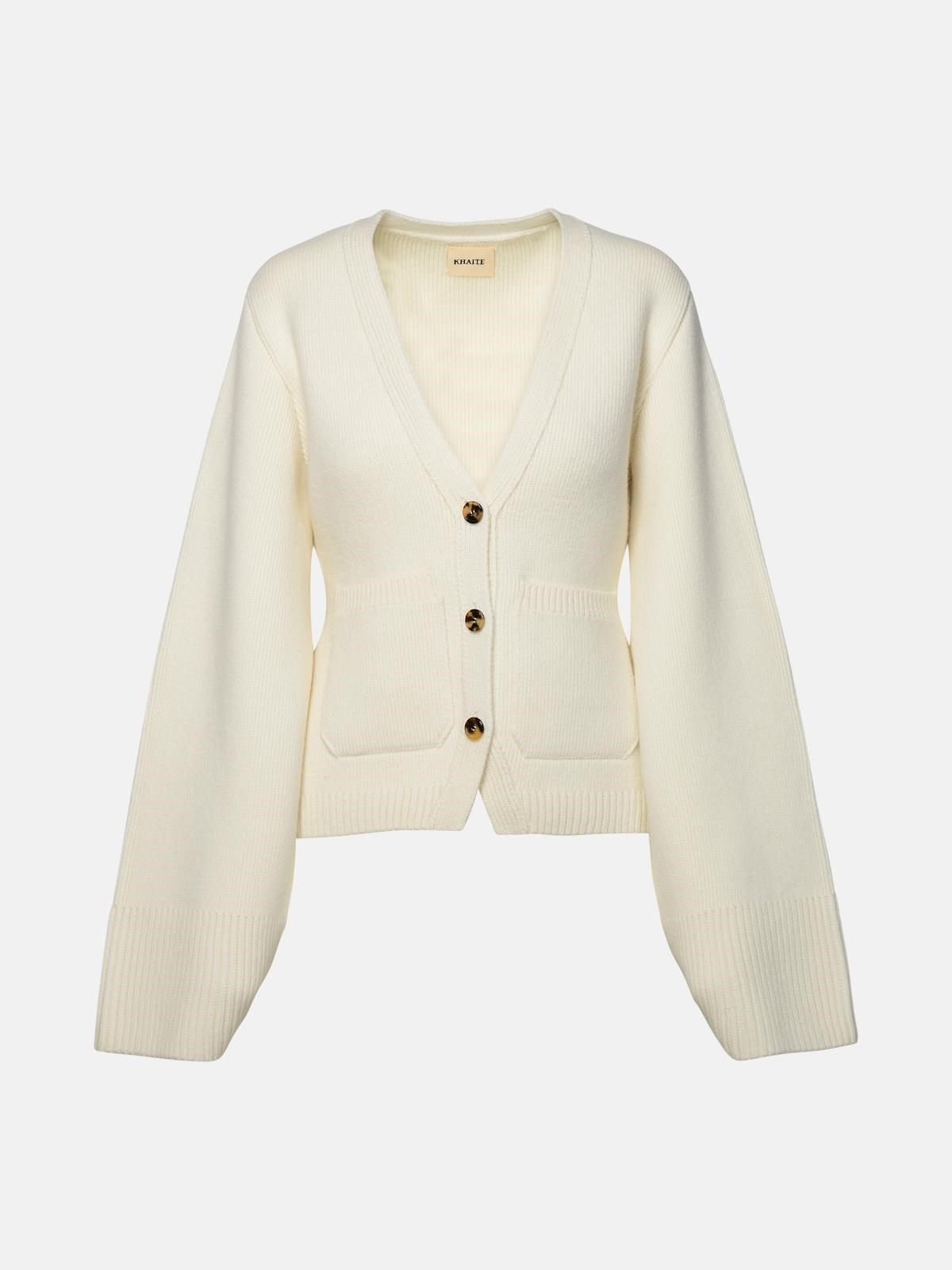 Khaite 'scarlet' Ivory Cashmere Cardigan In Cream