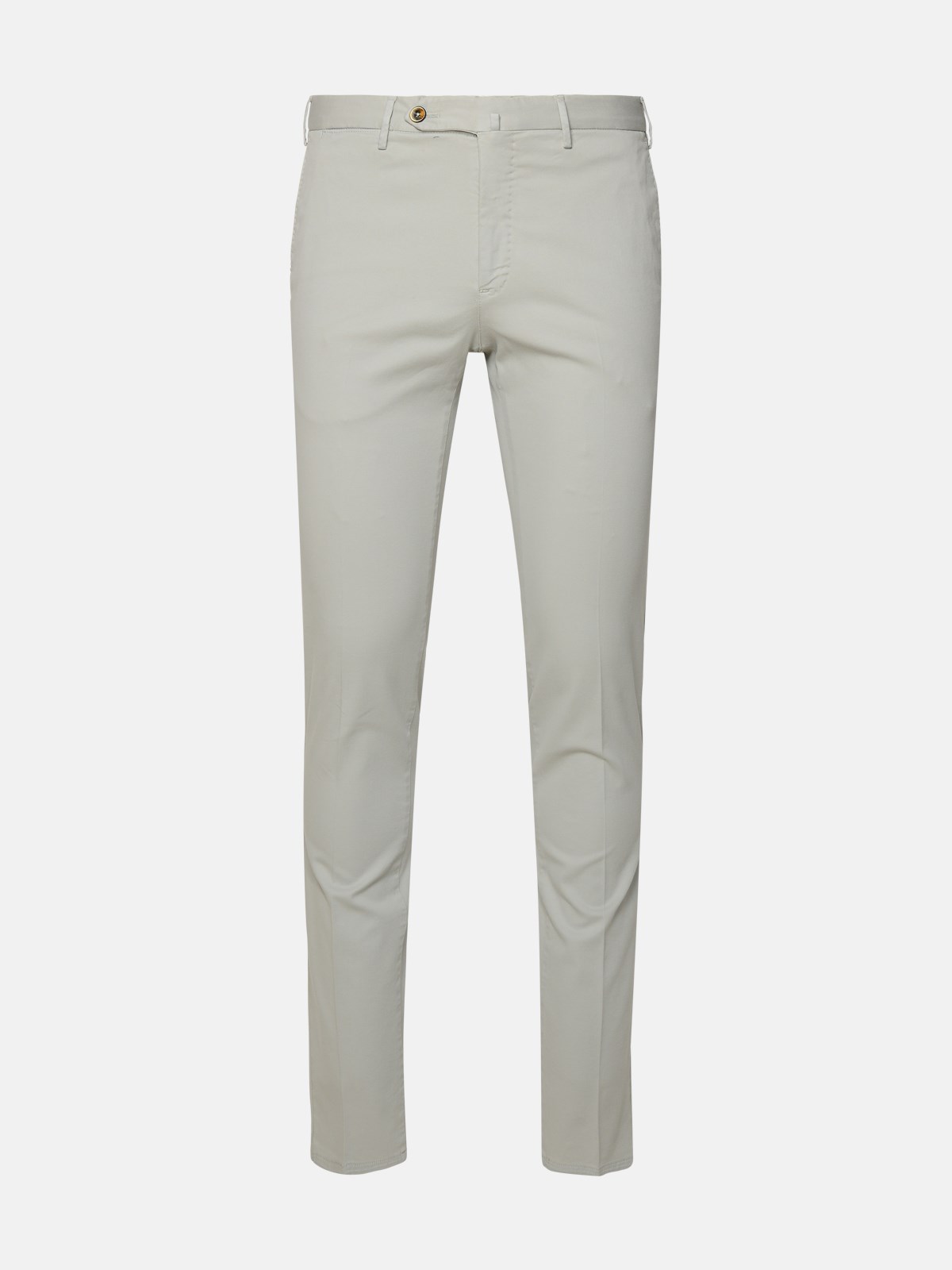 Shop Pt Torino Grey Cotton Blend Trousers In White