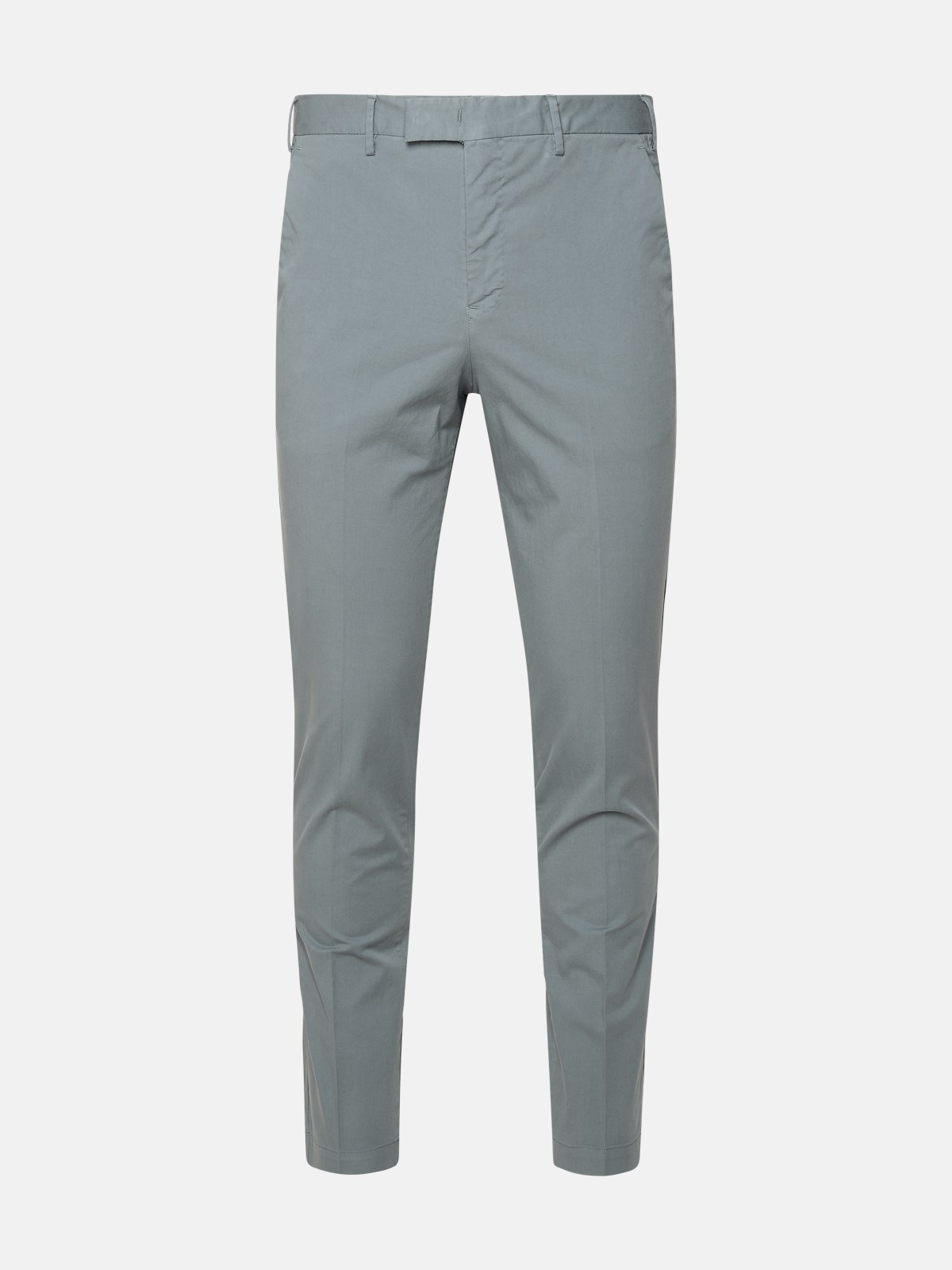 Shop Pt Torino Grey Cotton Blend Trousers