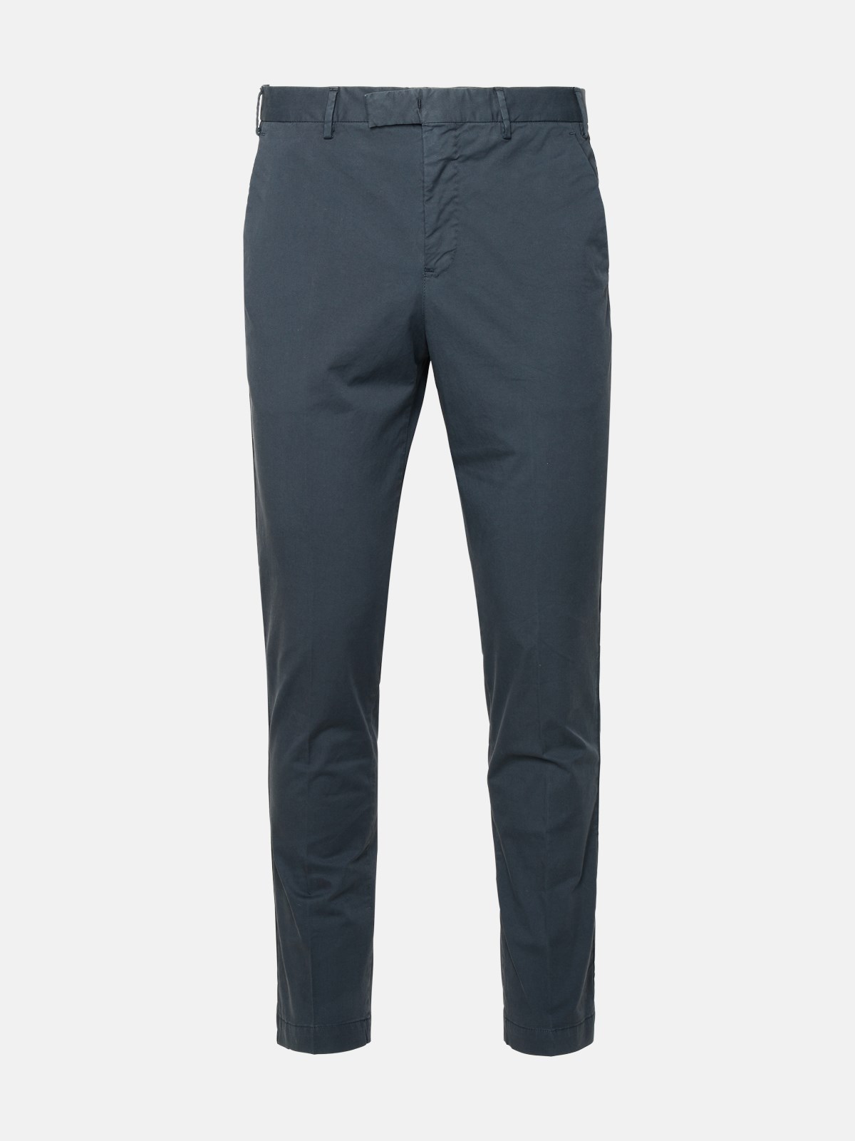Shop Pt Torino Navy Cotton Blend Trousers In Blue