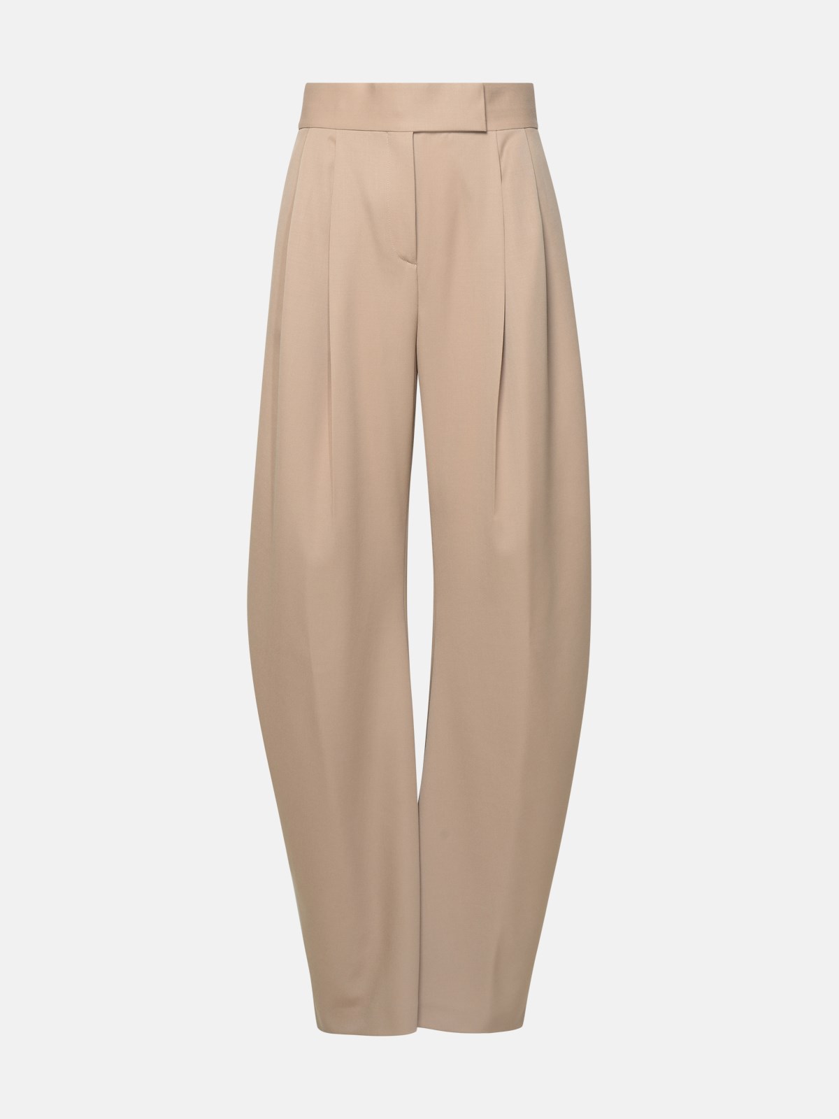 Shop Attico 'gary' Beige Virgin Wool Pants