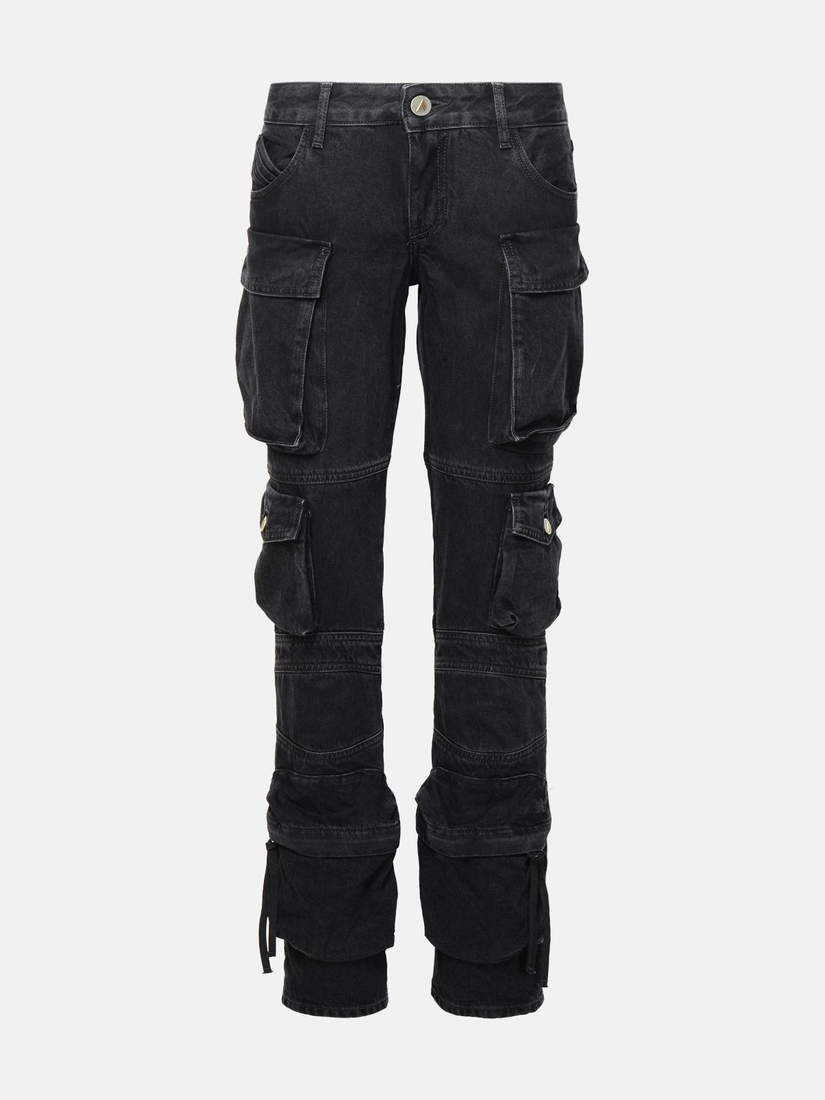 Attico 'essie' Black Cotton Jeans In Black