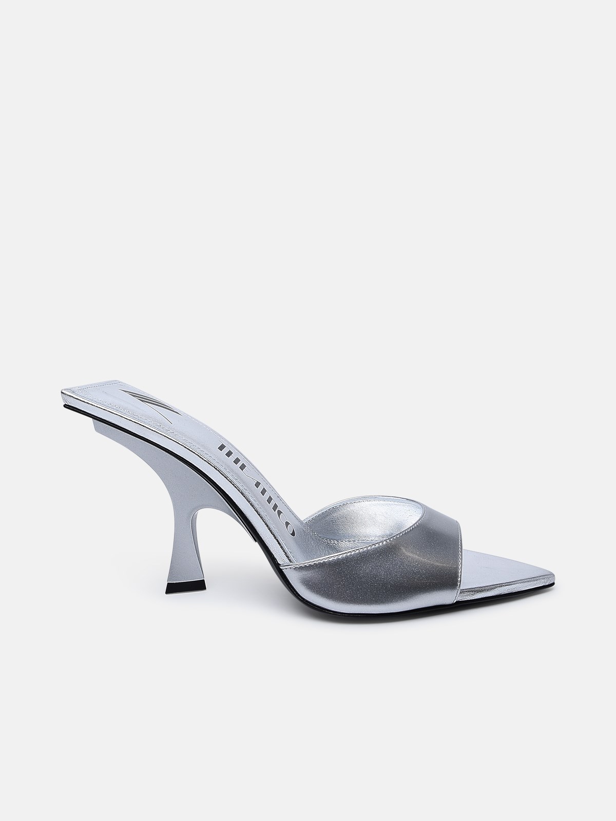 Attico Silver Shiny Leather Slippers