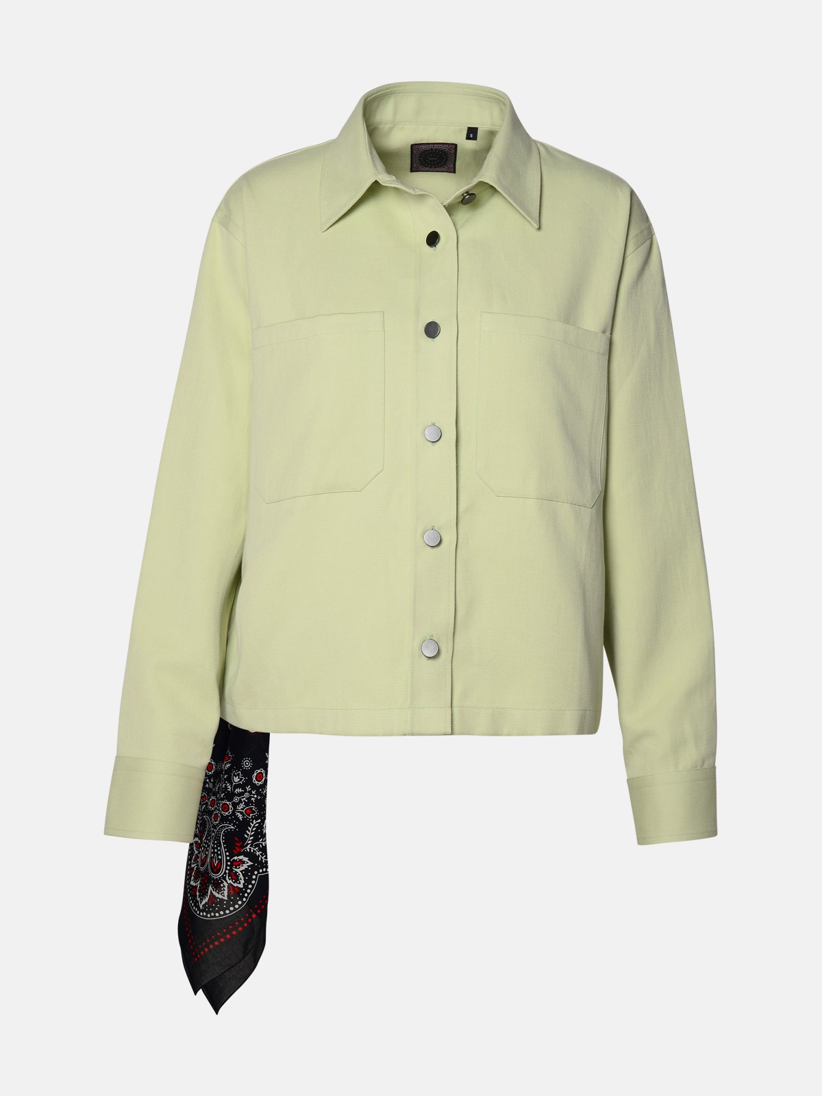 Shop Destin Green Crop Shirt In Linen Blend