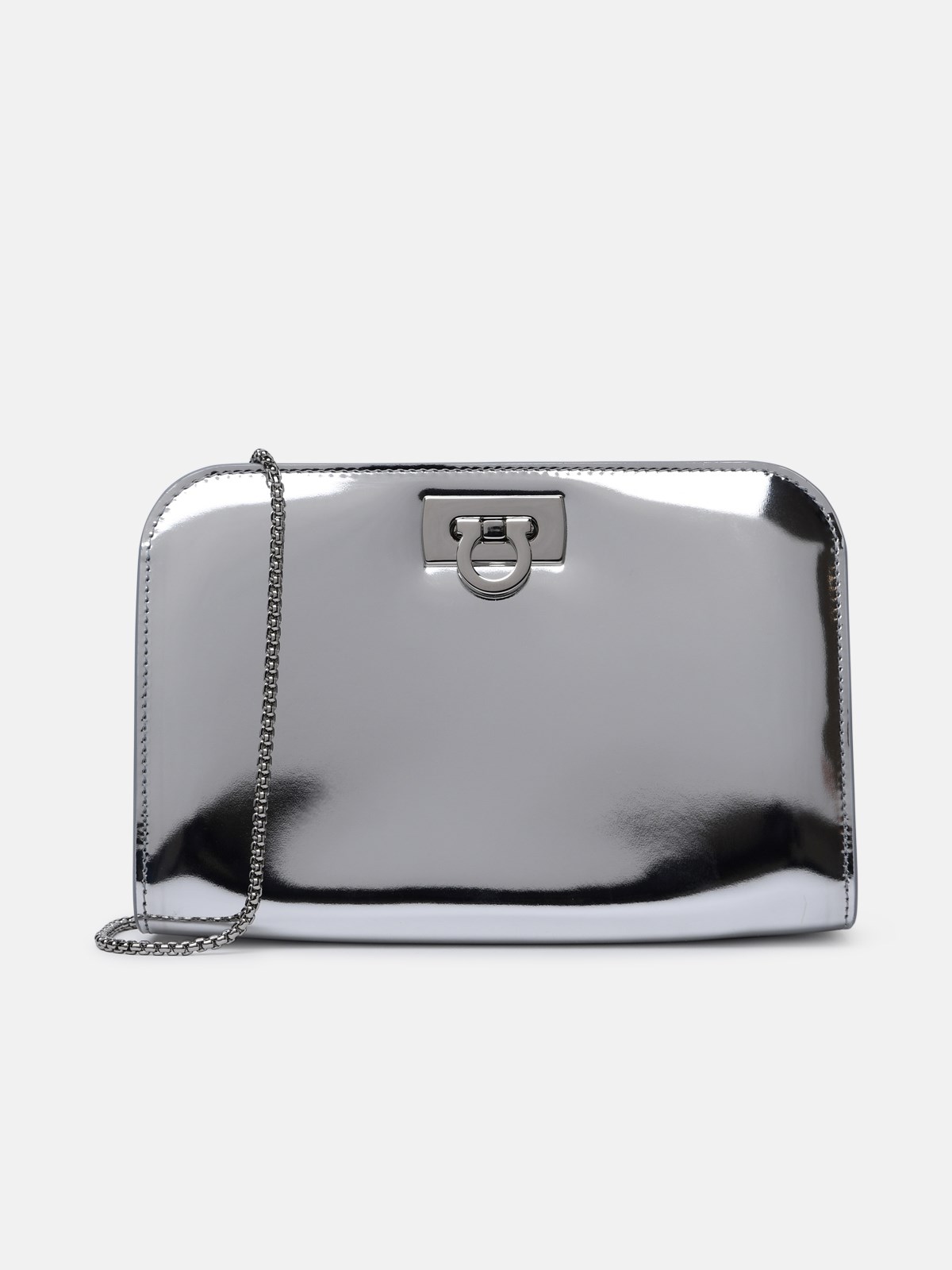 Ferragamo 'diana' Mini Clutch Bag In Silver Calf Leather