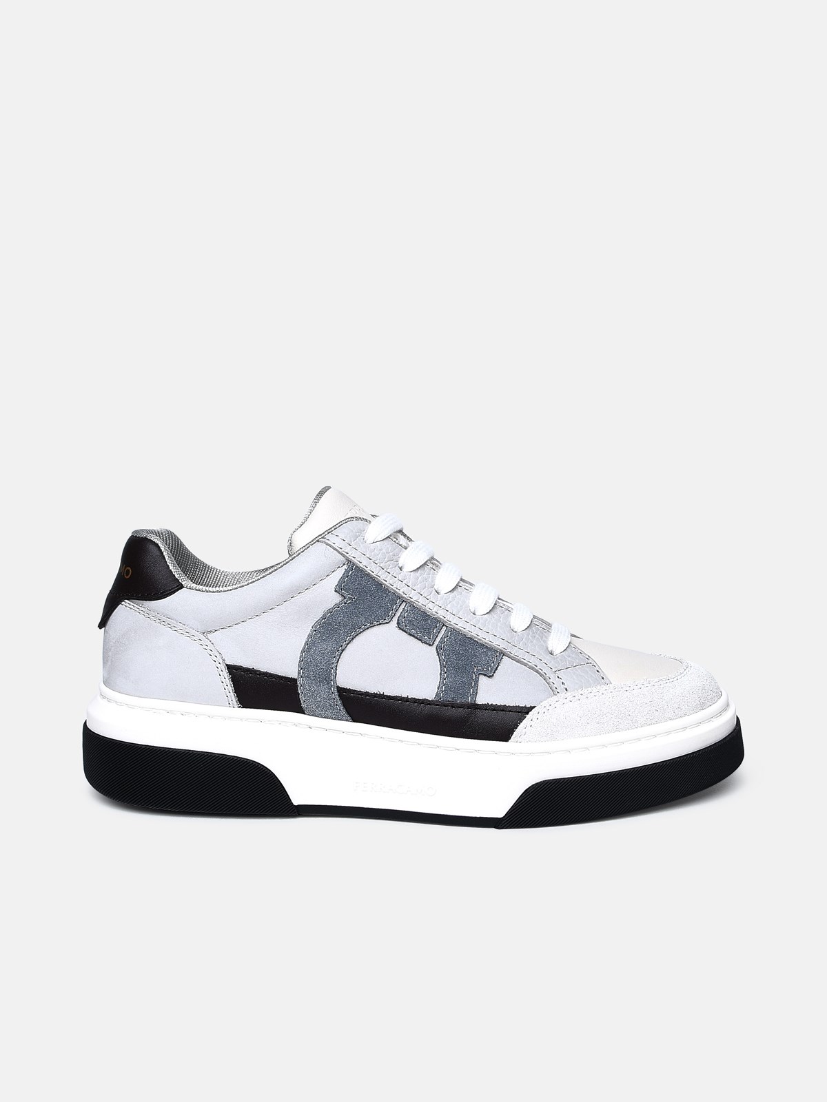 Ferragamo Multicolor Nappa Leather Sneakers In Grey