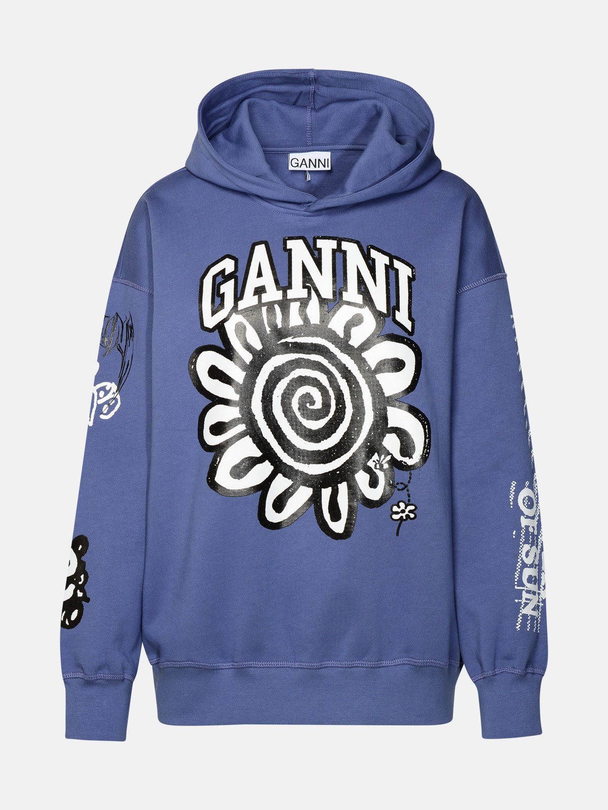 Ganni 'isoli Flower' Blue Cotton Sweatshirt