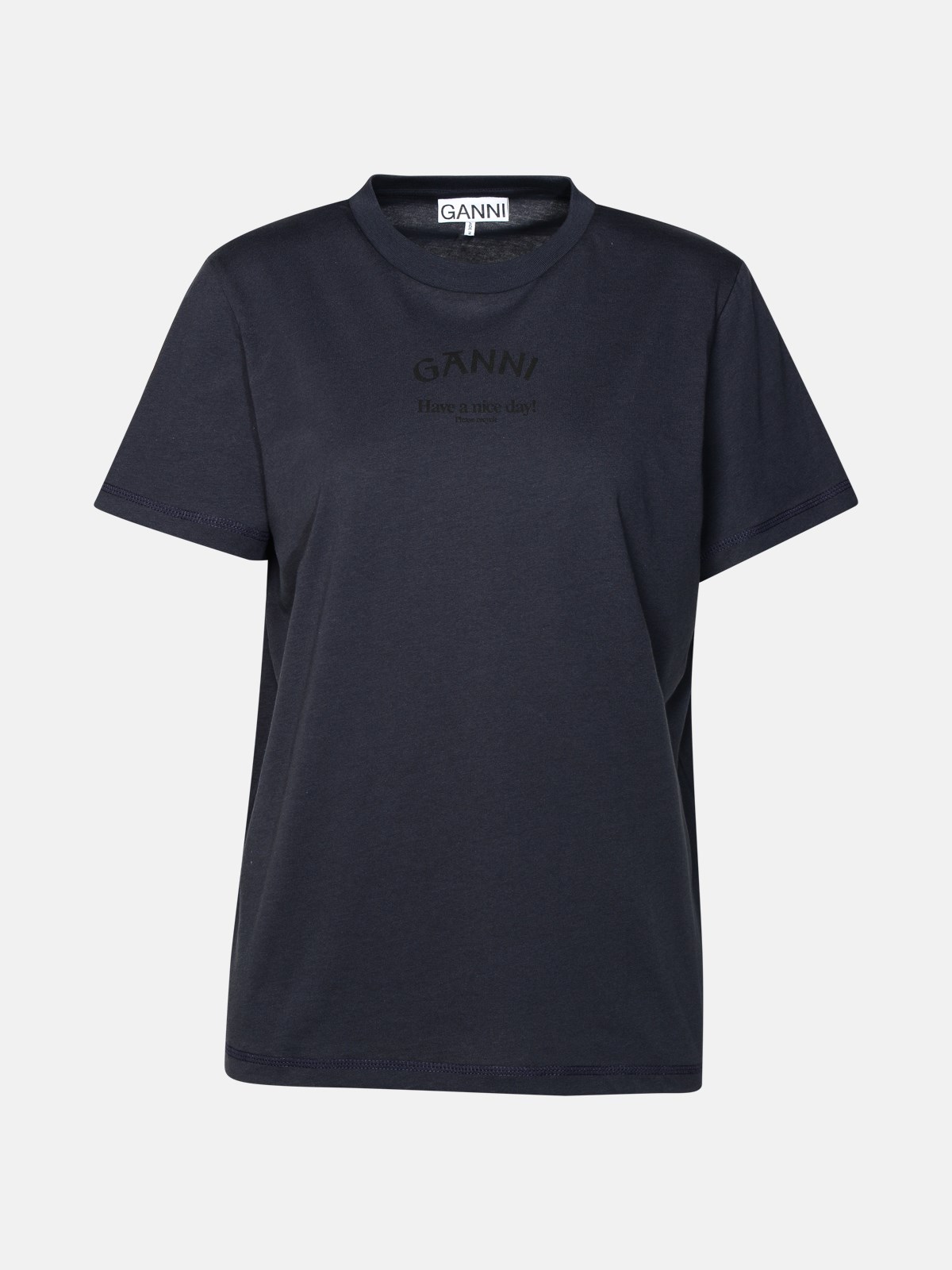 Ganni '' Navy Cotton T-shirt