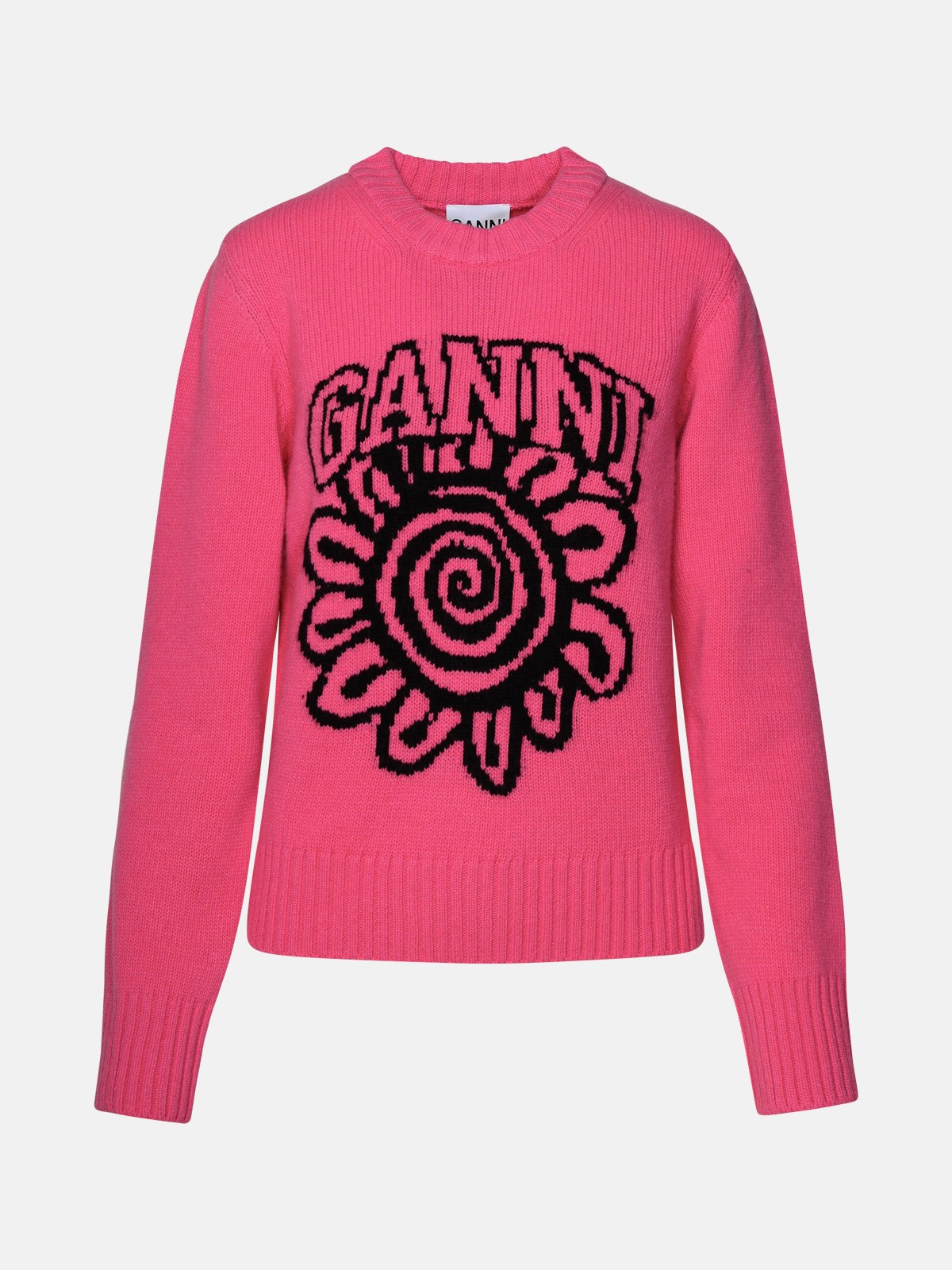 Shop Ganni Fuchsia Wool Blend Sweater