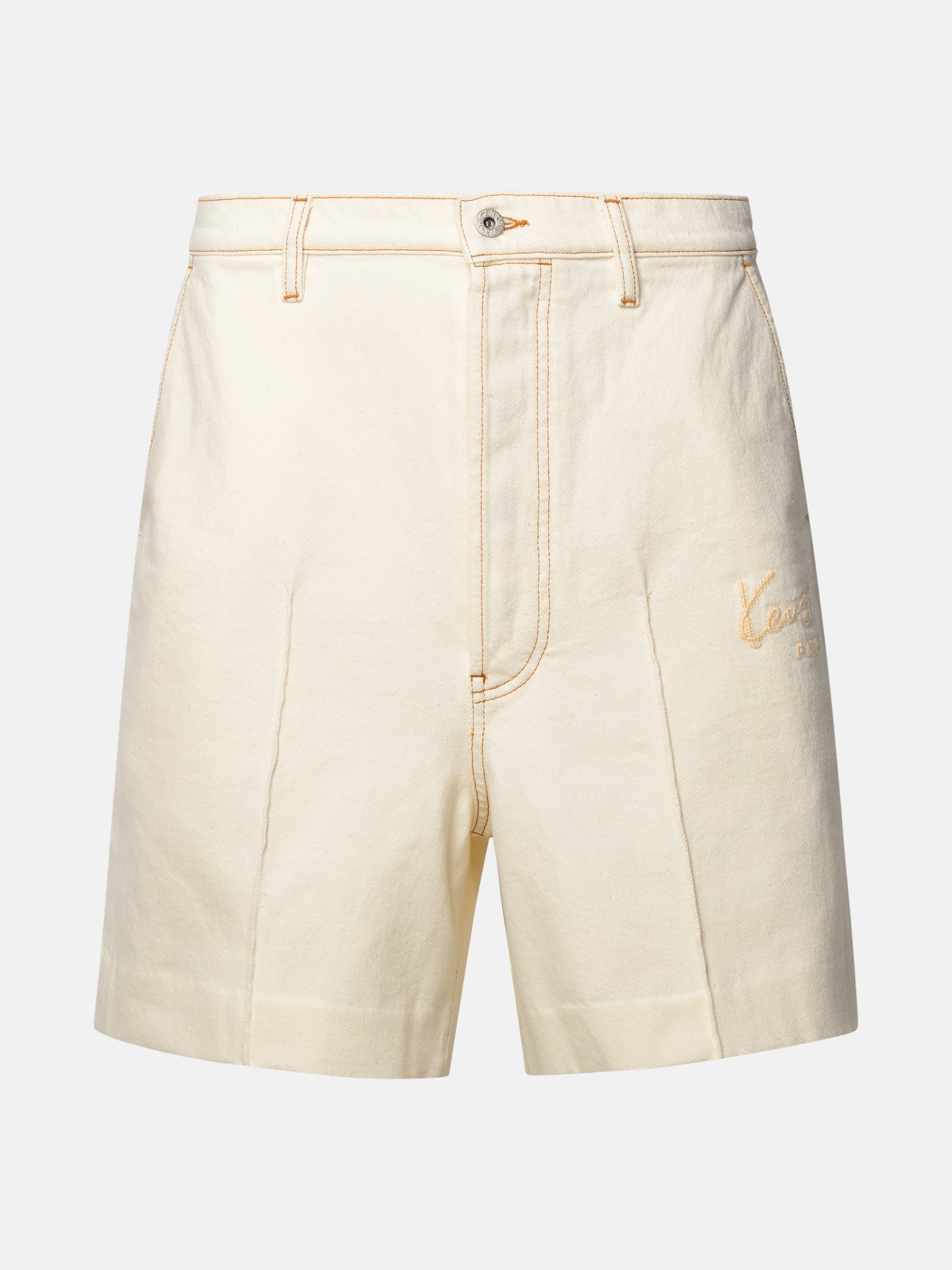 Shop Kenzo Beige Cotton Blend Bermuda Shorts