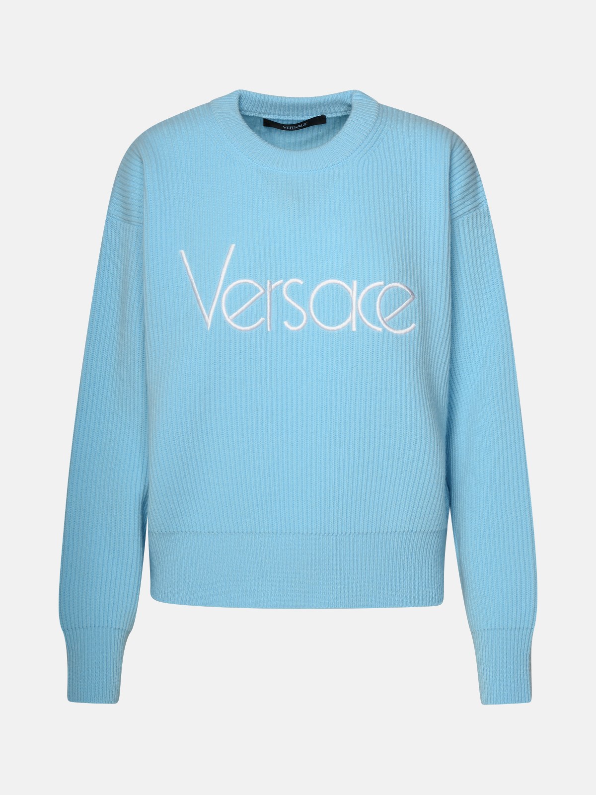 Versace Light Blue Virgin Wool Sweater