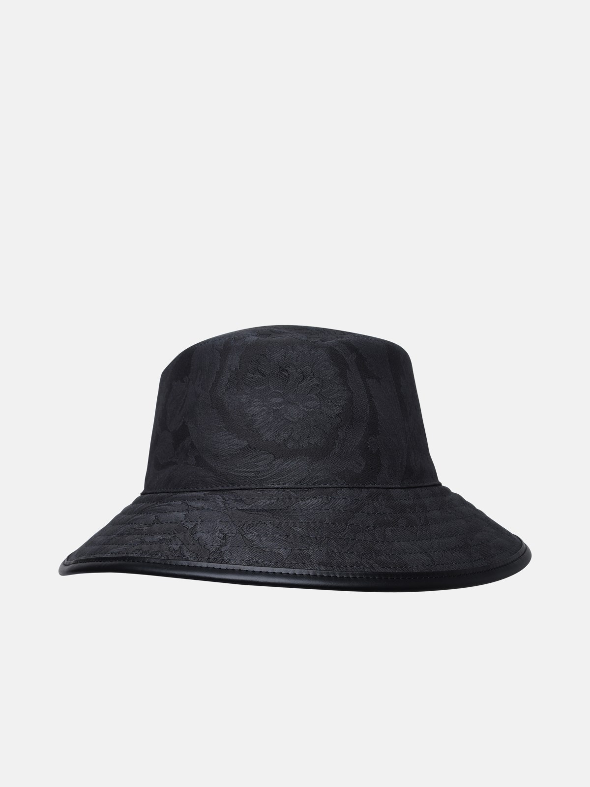 Versace Black Cotton Hat In Grey