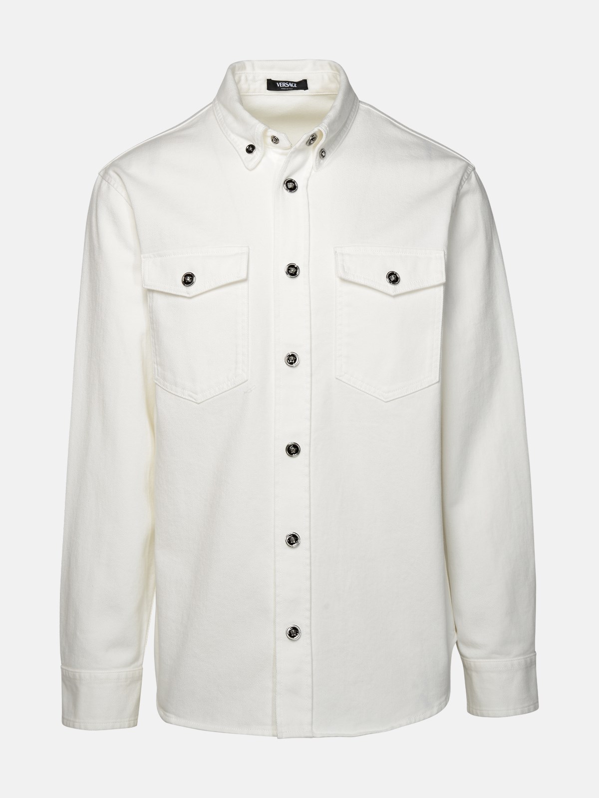 Versace Denim Shirt In White Cotton