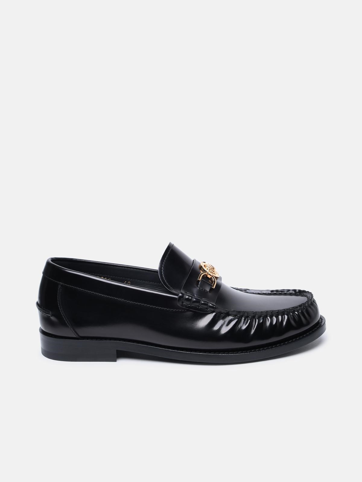 Versace Black Leather Loafers