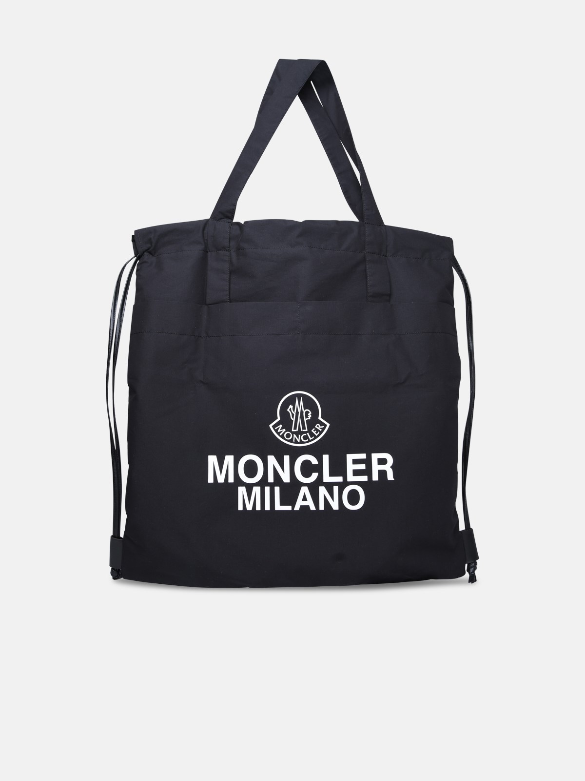 Shop Moncler Black Cotton Blend Tote Bag