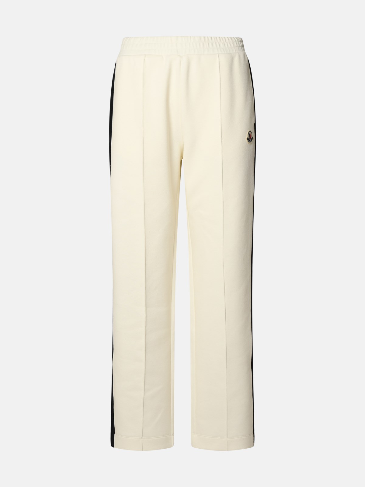 Moncler Ivory Cotton Blend Trousers In White