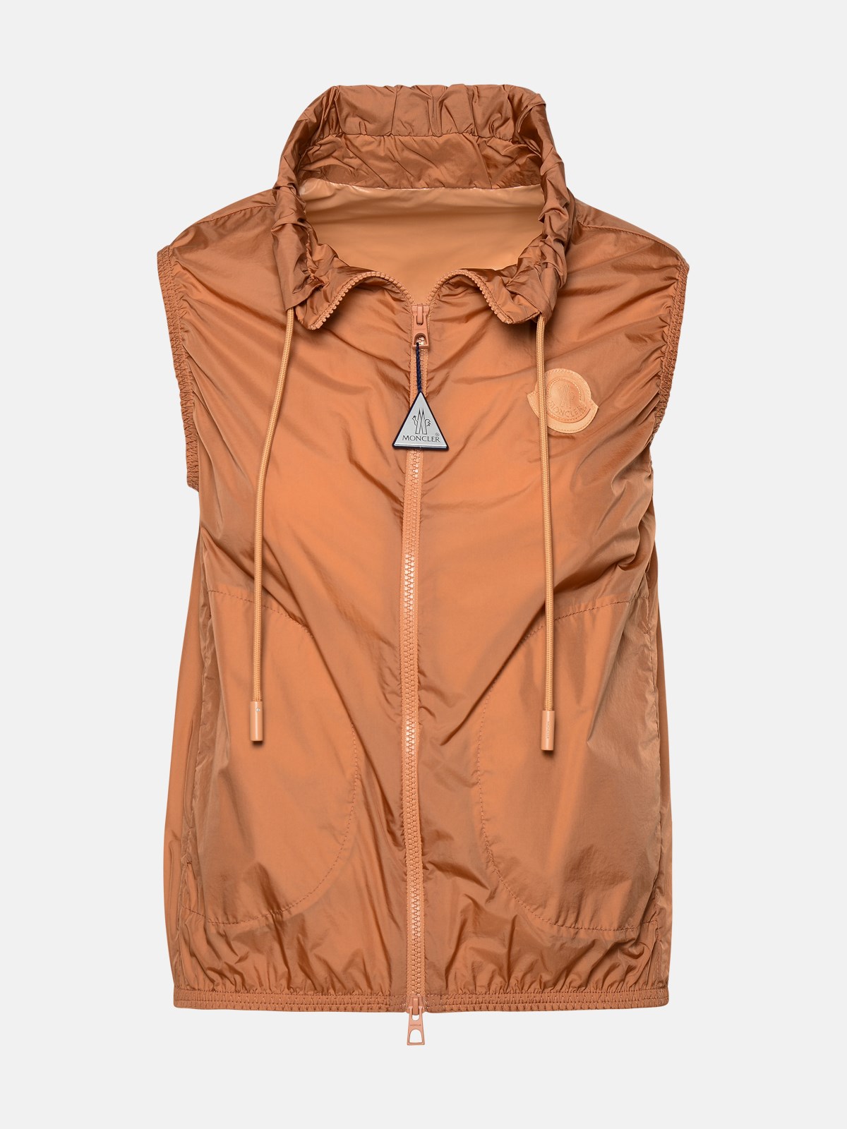 Shop Moncler Care' Bronze Polyamide Vest In Brown