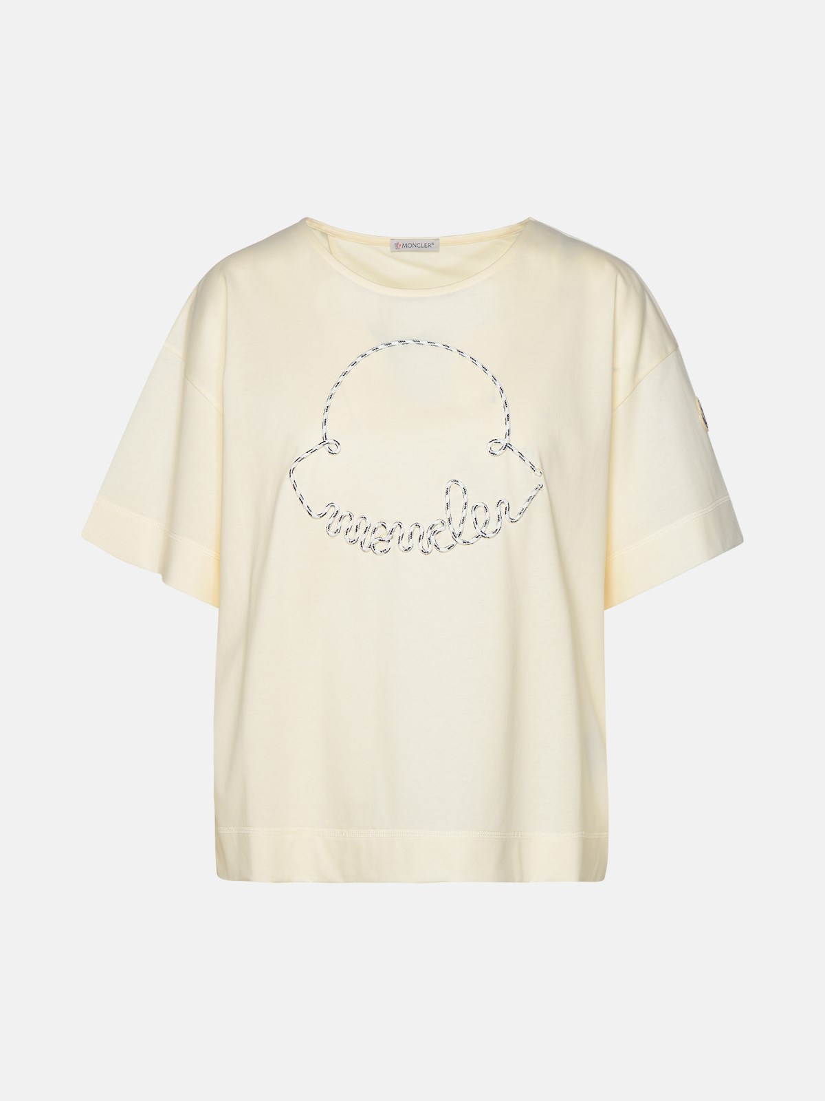 Shop Moncler Ivory Cotton T-shirt