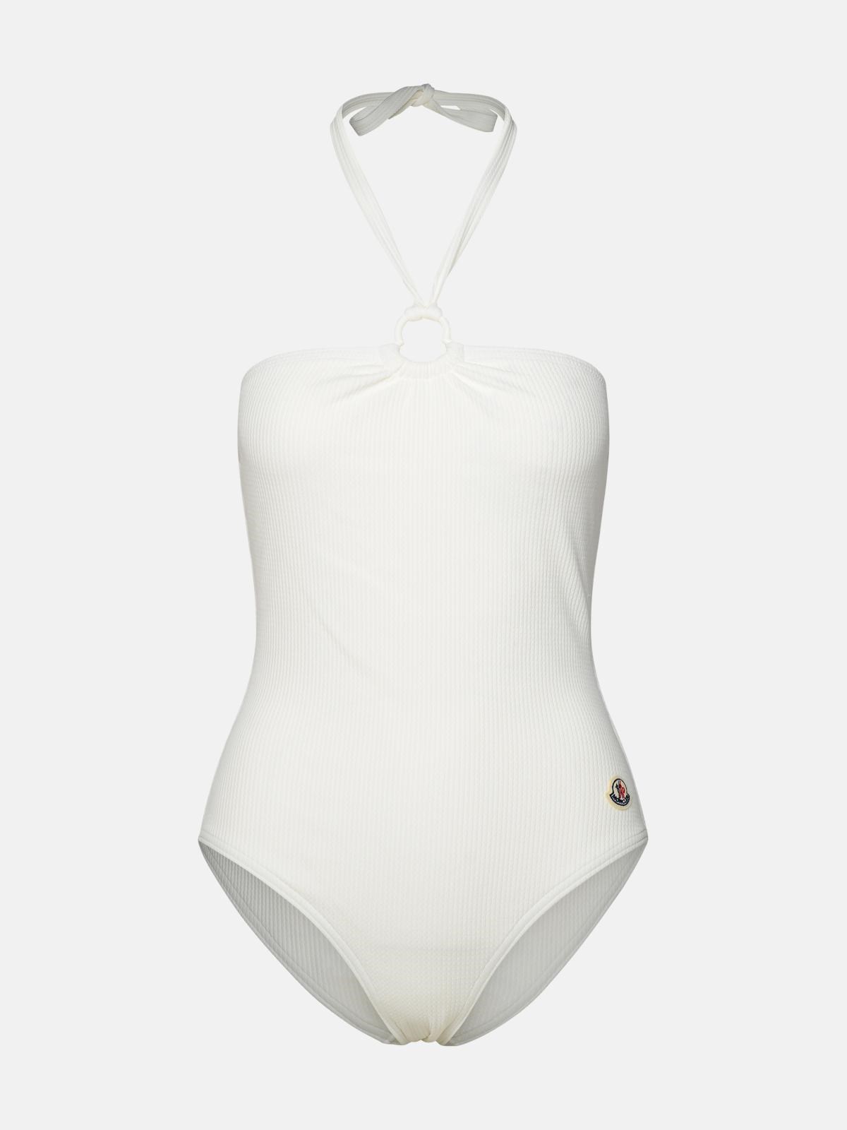 MONCLER One-Piece Swimsuit In White Polyamide Blend