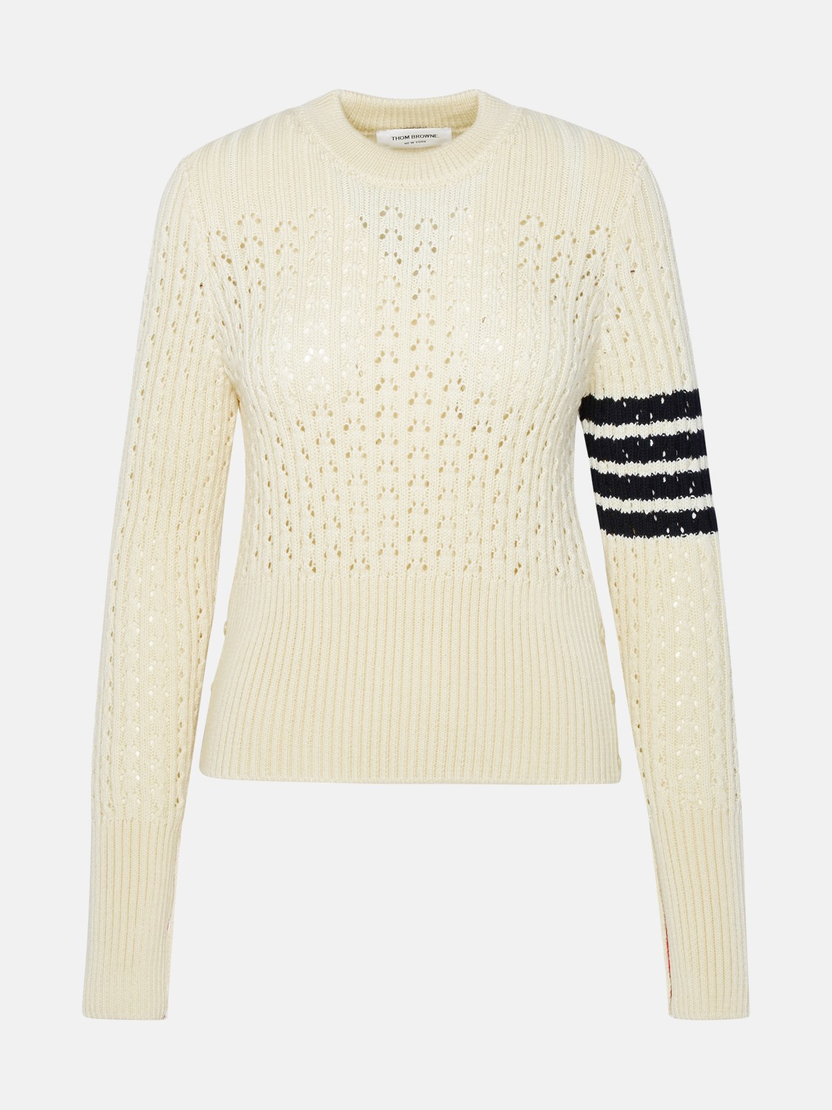 Thom Browne Cream Virgin Wool Sweater In Ivory