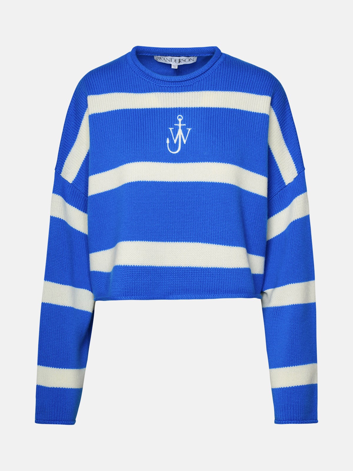 Jw Anderson Two-tone Wool Blend Sweater In Blue