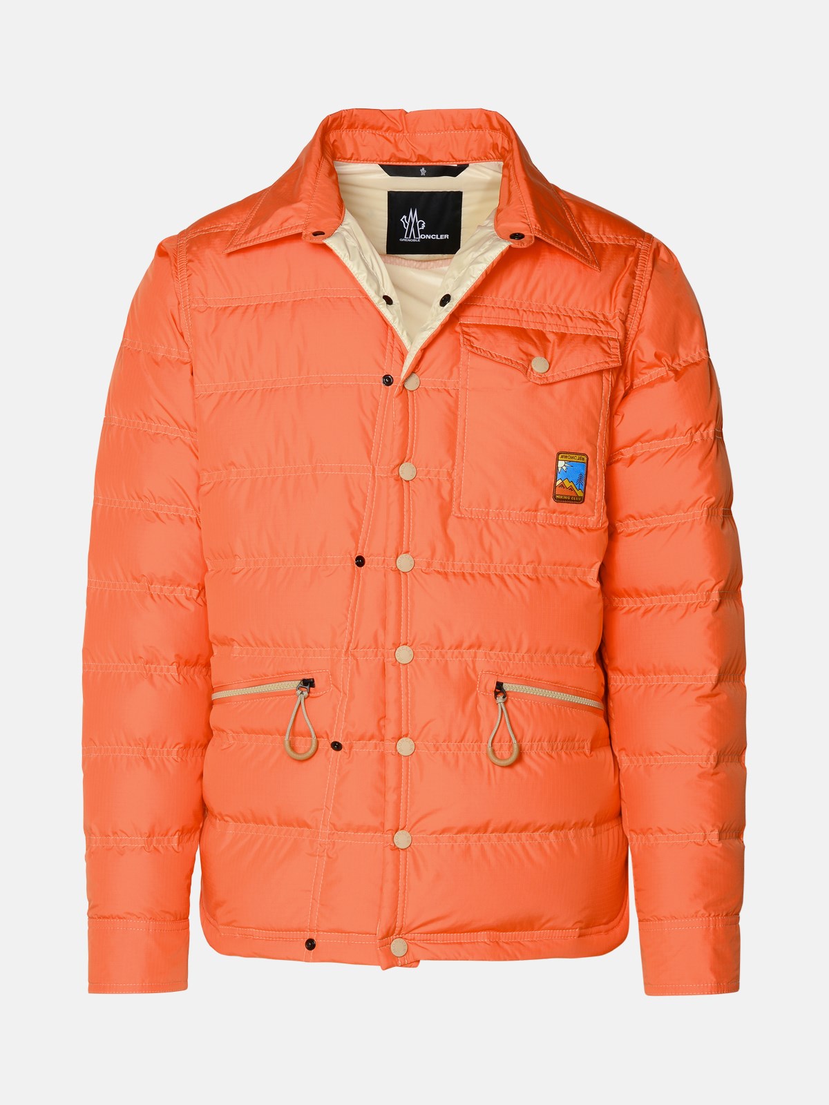 Shop Moncler 'lavachey' Orange Polyester Down Jacket