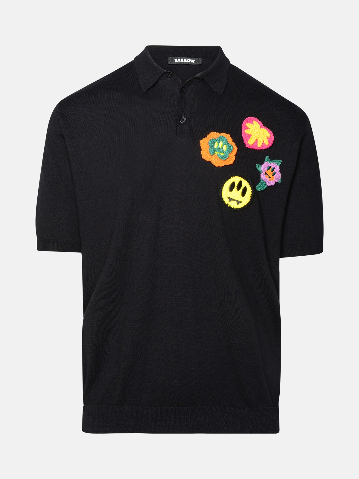 Shop Barrow Black Cotton Polo Shirt