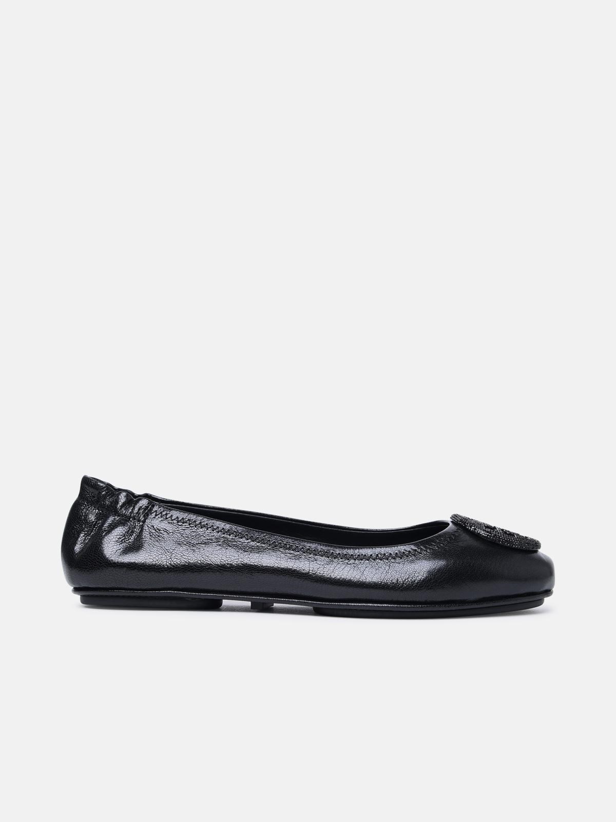 TORY BURCH 'Minnie Travel' Black Leather Ballet Flats　TORY BURCH ミニー トラベル ブラック レザー バレエ フラット TORY