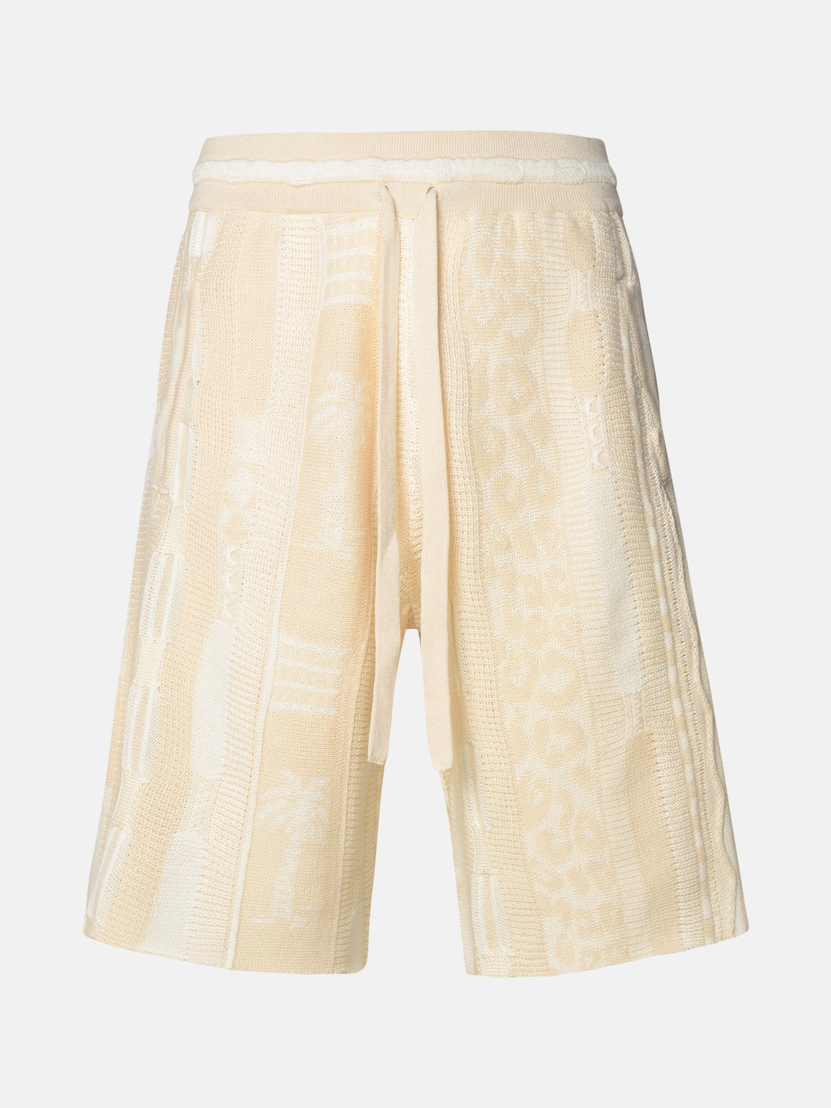 Shop Laneus Ivory Cotton Bermuda Shorts