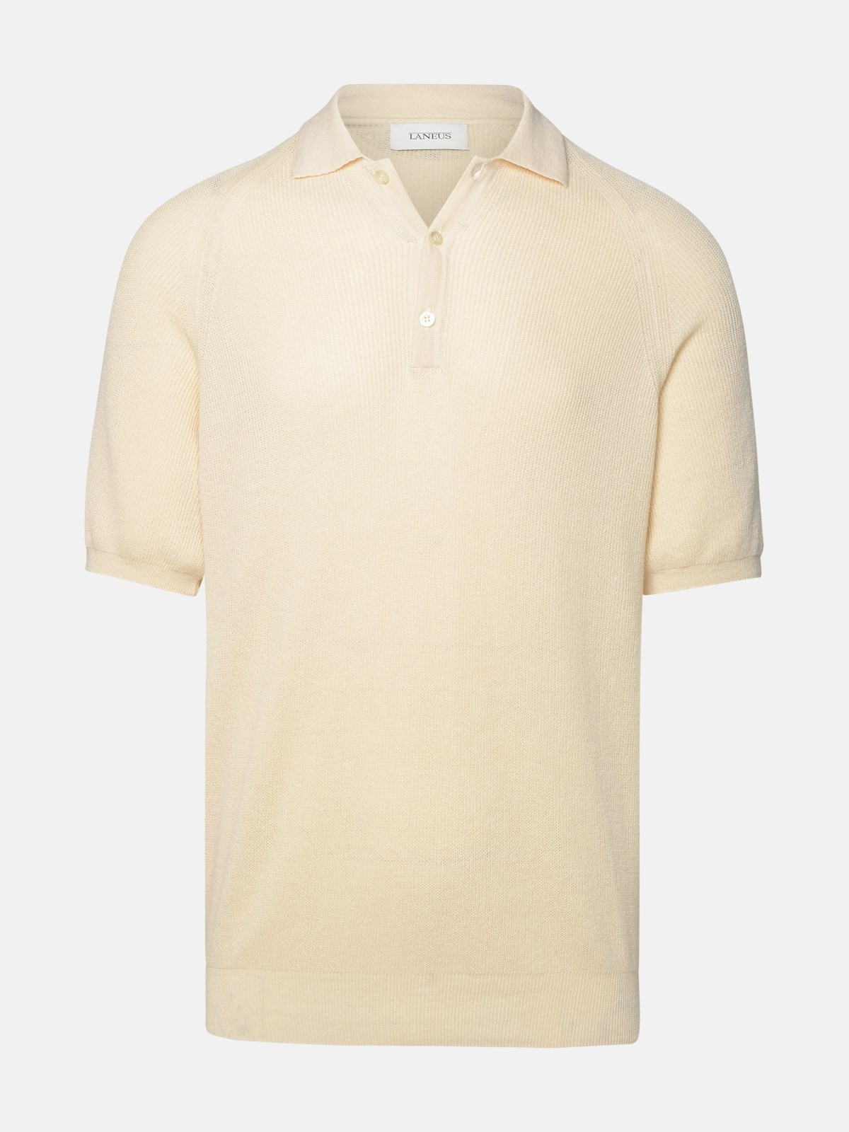 Shop Laneus Ivory Cotton Polo Shirt
