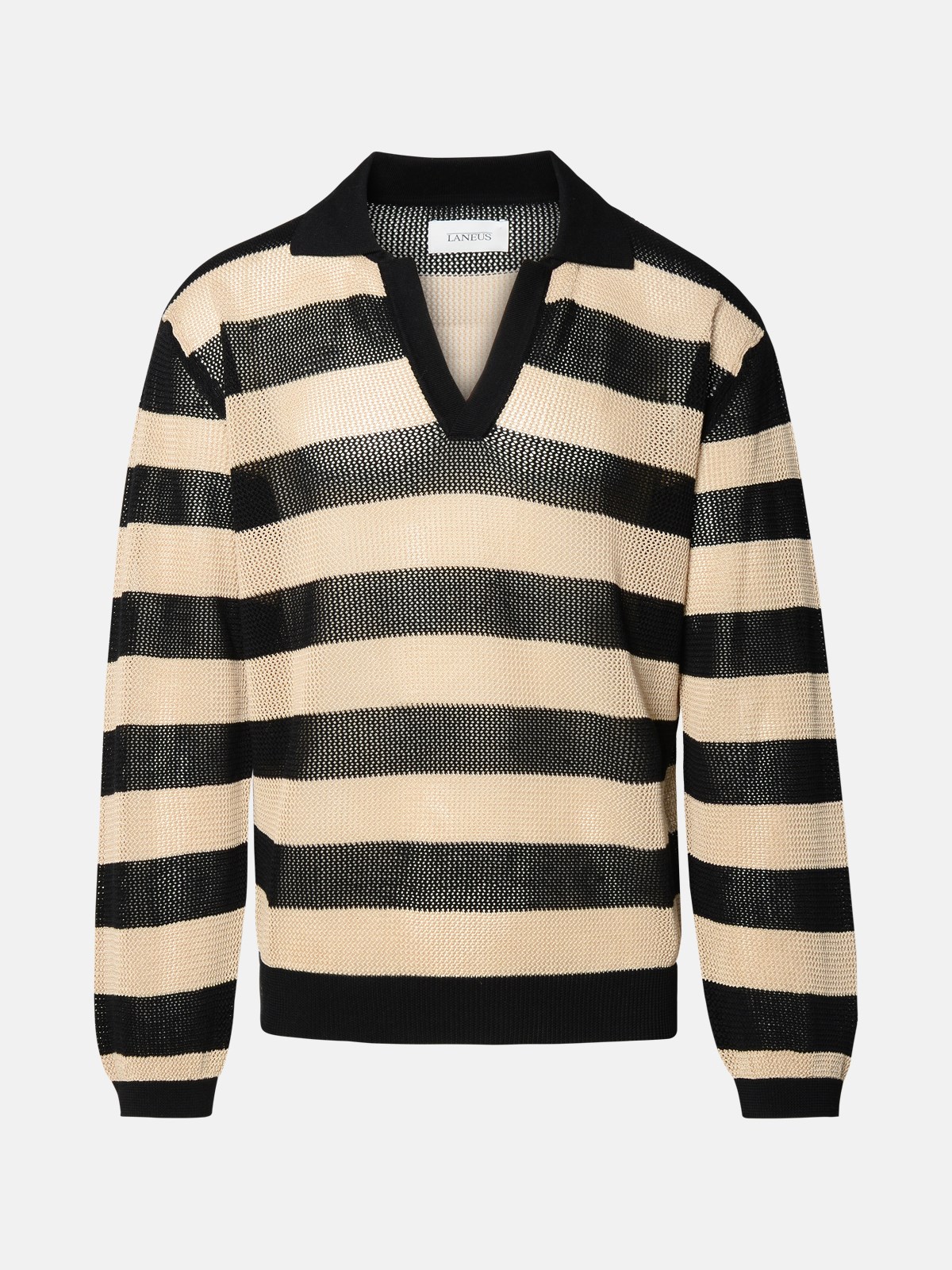 Shop Laneus Black Cotton Polo Shirt