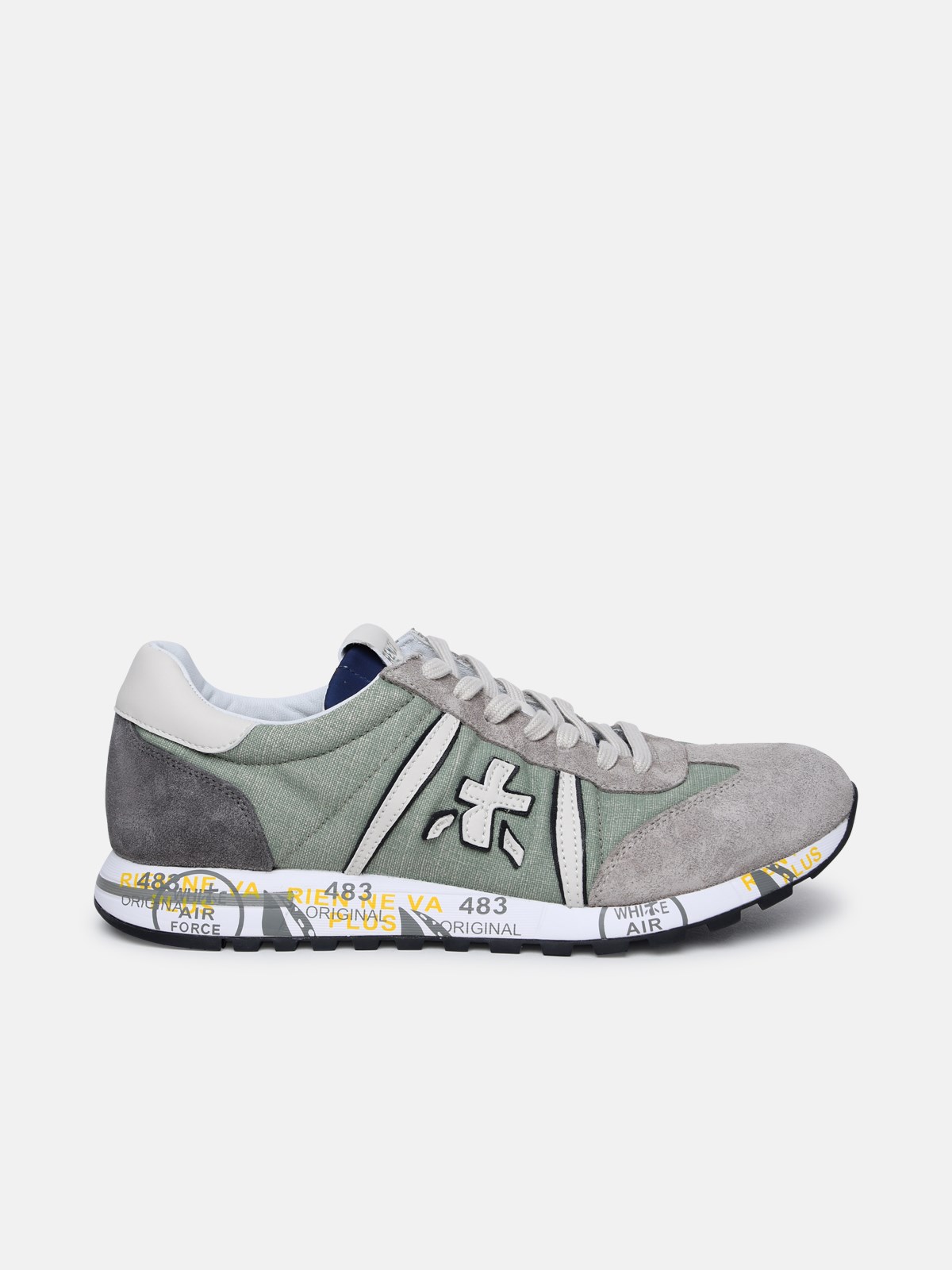 Shop Premiata 'lucy' Green Leather And Fabric Sneakers