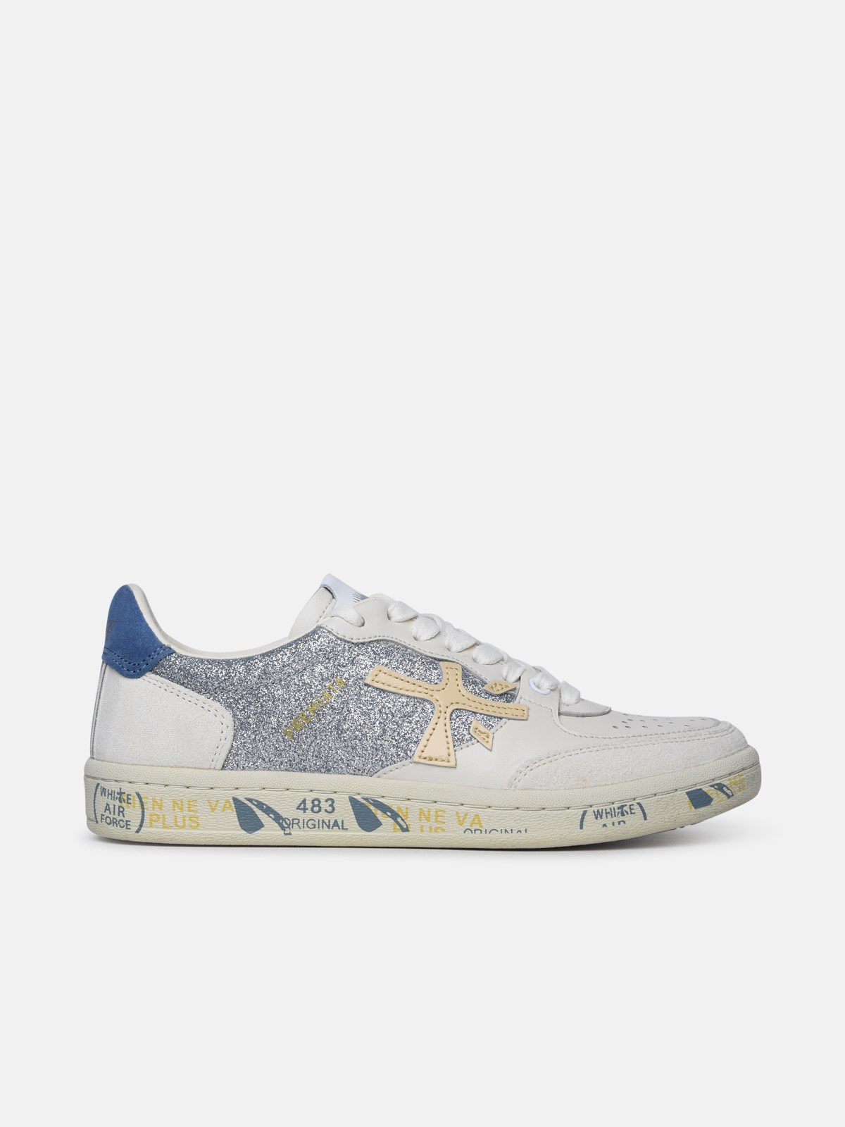 Shop Premiata 'basket Clayd' Cream Leather Blend Sneakers