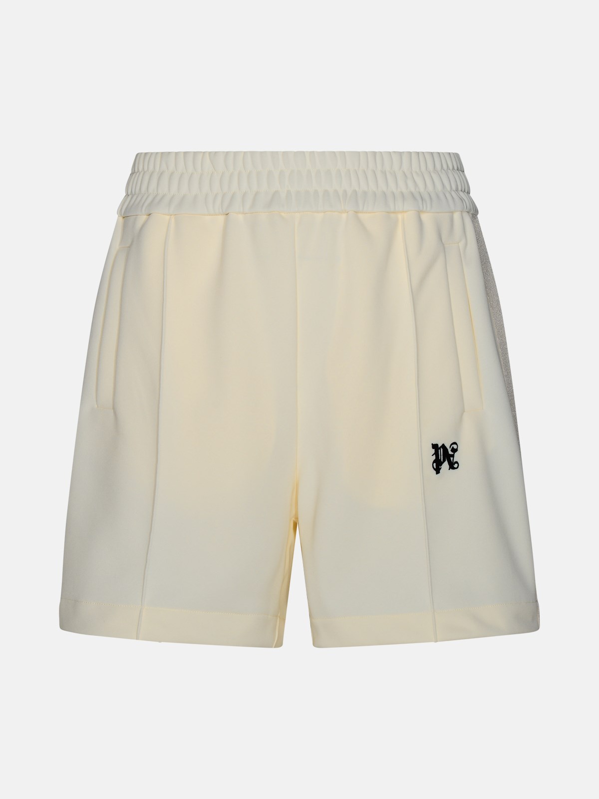 Palm Angels Track Bermuda Shorts In Ivory Polyester In White