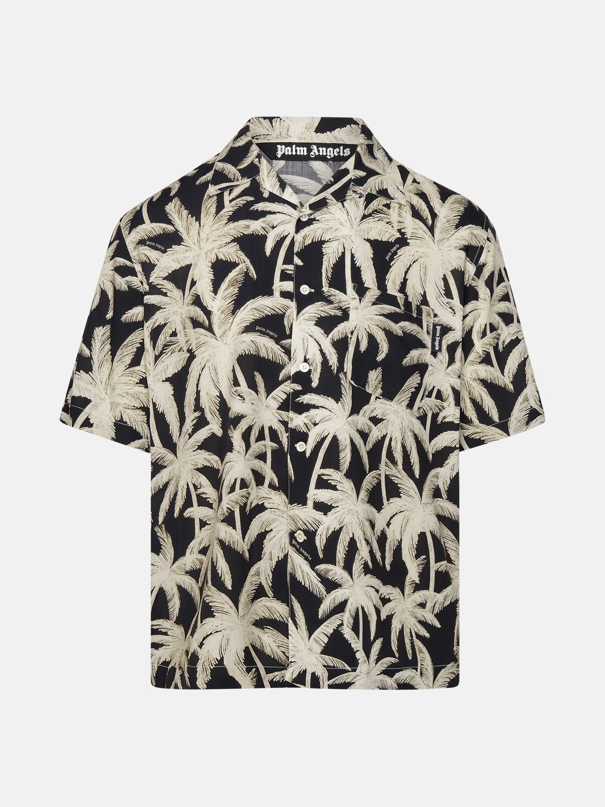 Palm Angels Two-tone Viscose Shirt In Black