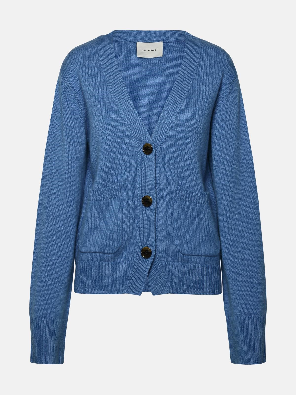 Shop Lisa Yang 'danni' Tempestoso Blue Cashmere Cardigan In Light Blue