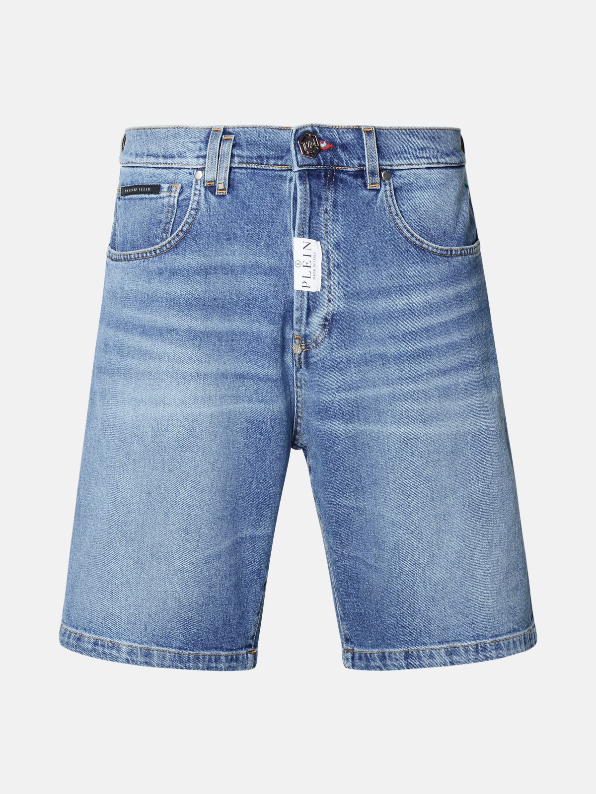 Shop Philipp Plein 'formantera' Blue Cotton Bermuda Shorts