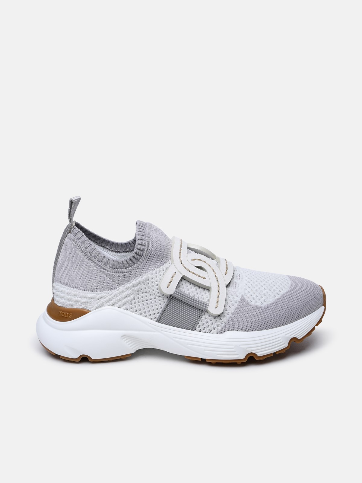 Tod's White And Gray Tech Fabric Sneakers In Grey